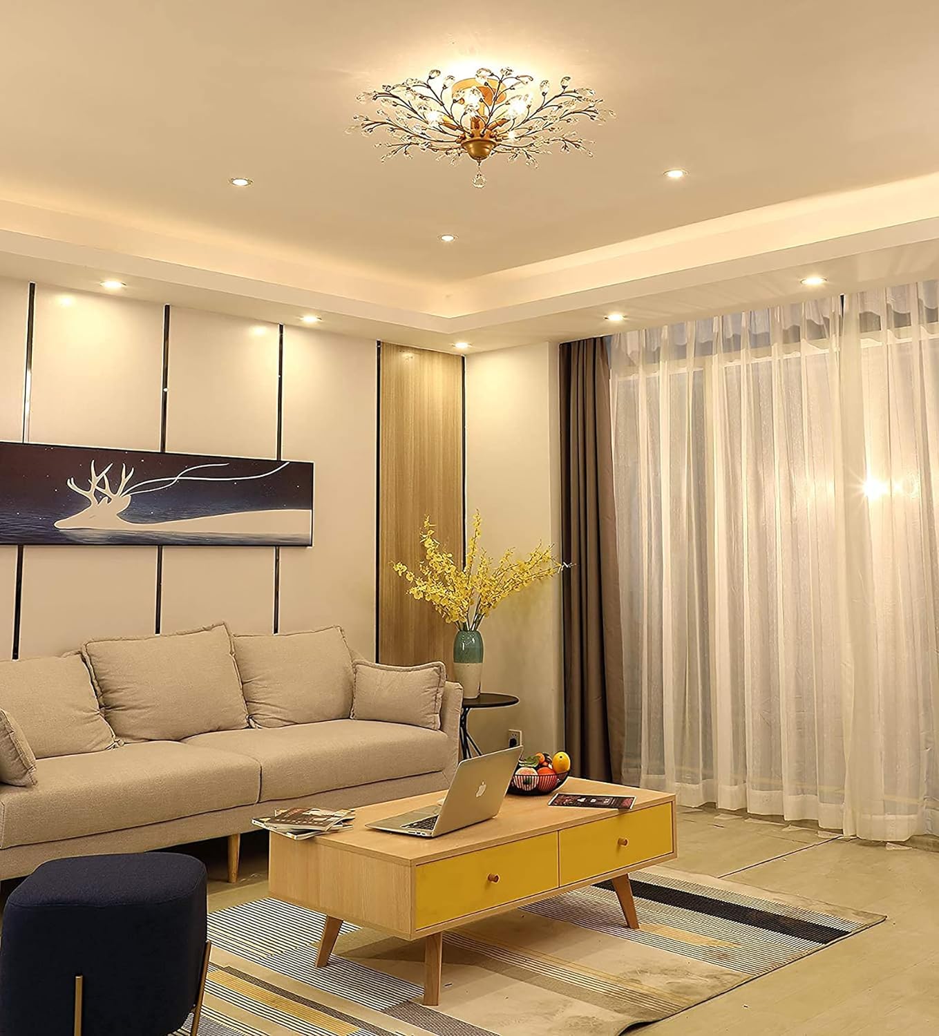 Crystal Chandelier Vintage, 5 Lights, Gold 9