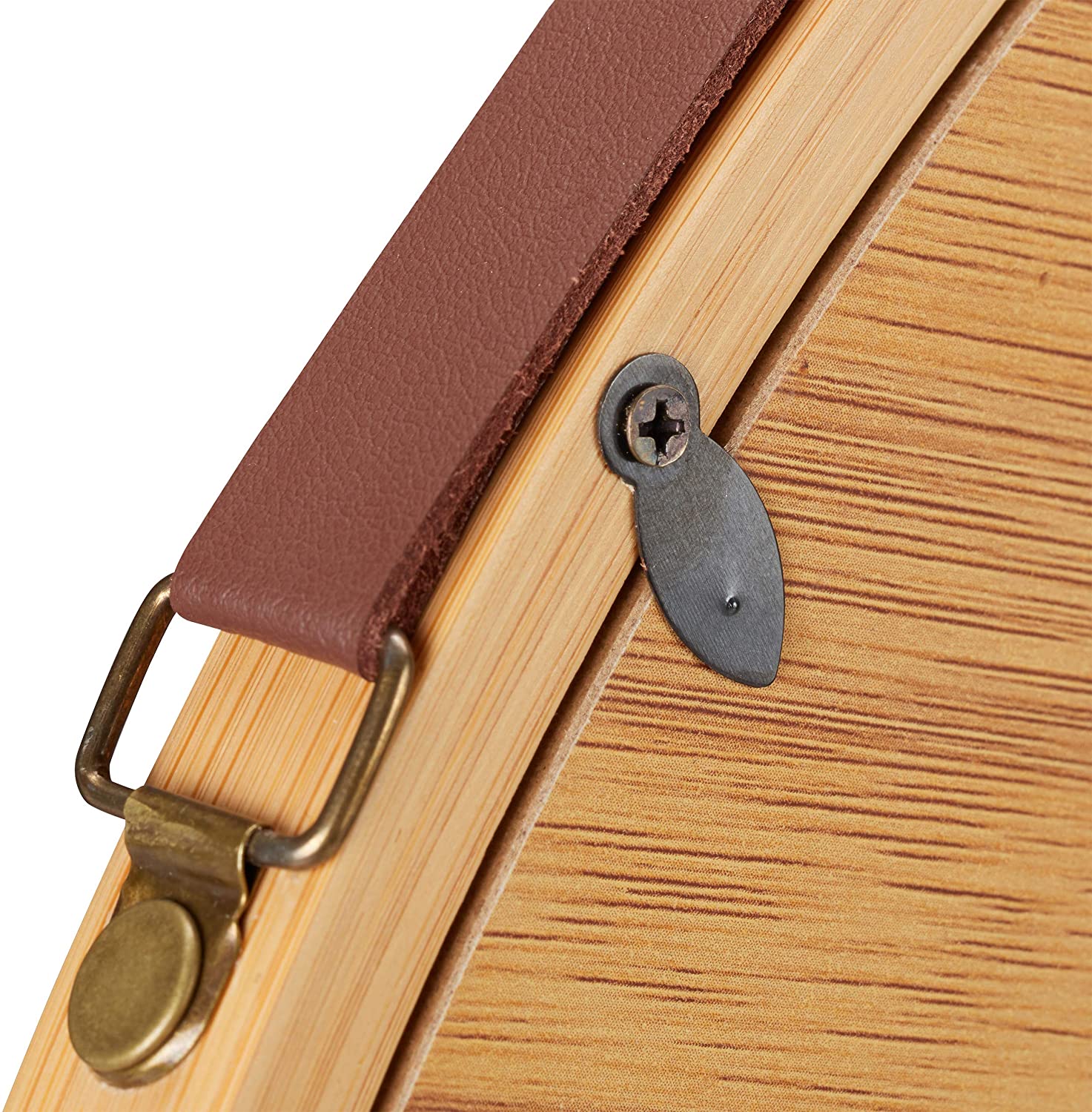 Hanging Round Wall Mirror 38 cm - Solid Bamboo Frame and Adjustable Leather Strap for Bathroom and Bedroom 6