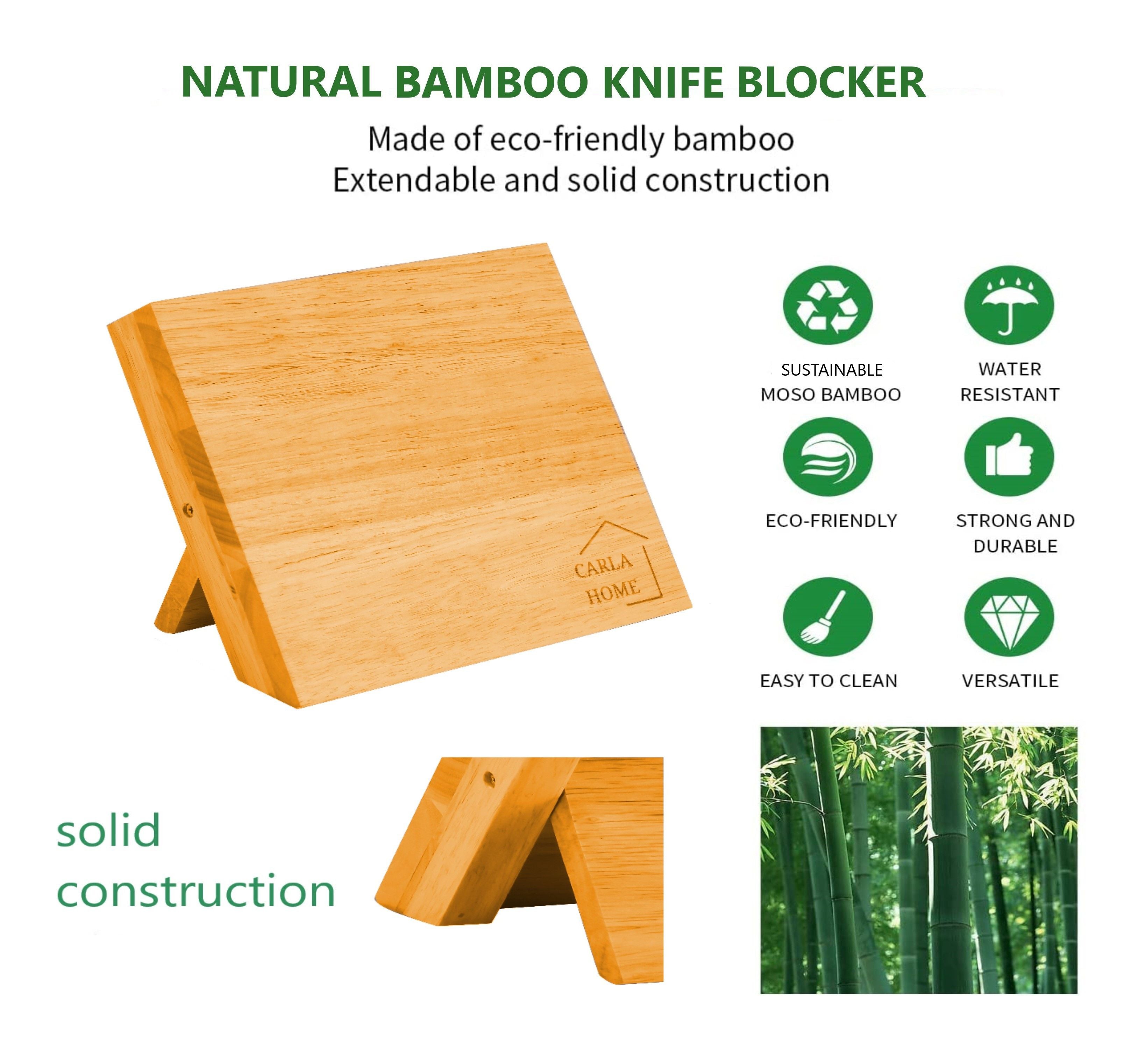 Natural Bamboo Magnetic Knife Block Holder with Strong Magnets for Home Kitchen Storage & Organisation 6