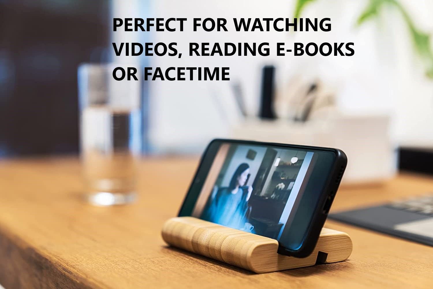 Large Bamboo Cutting Board and 4 Containers with Mobile Holder gift included for Home Kitchen 7