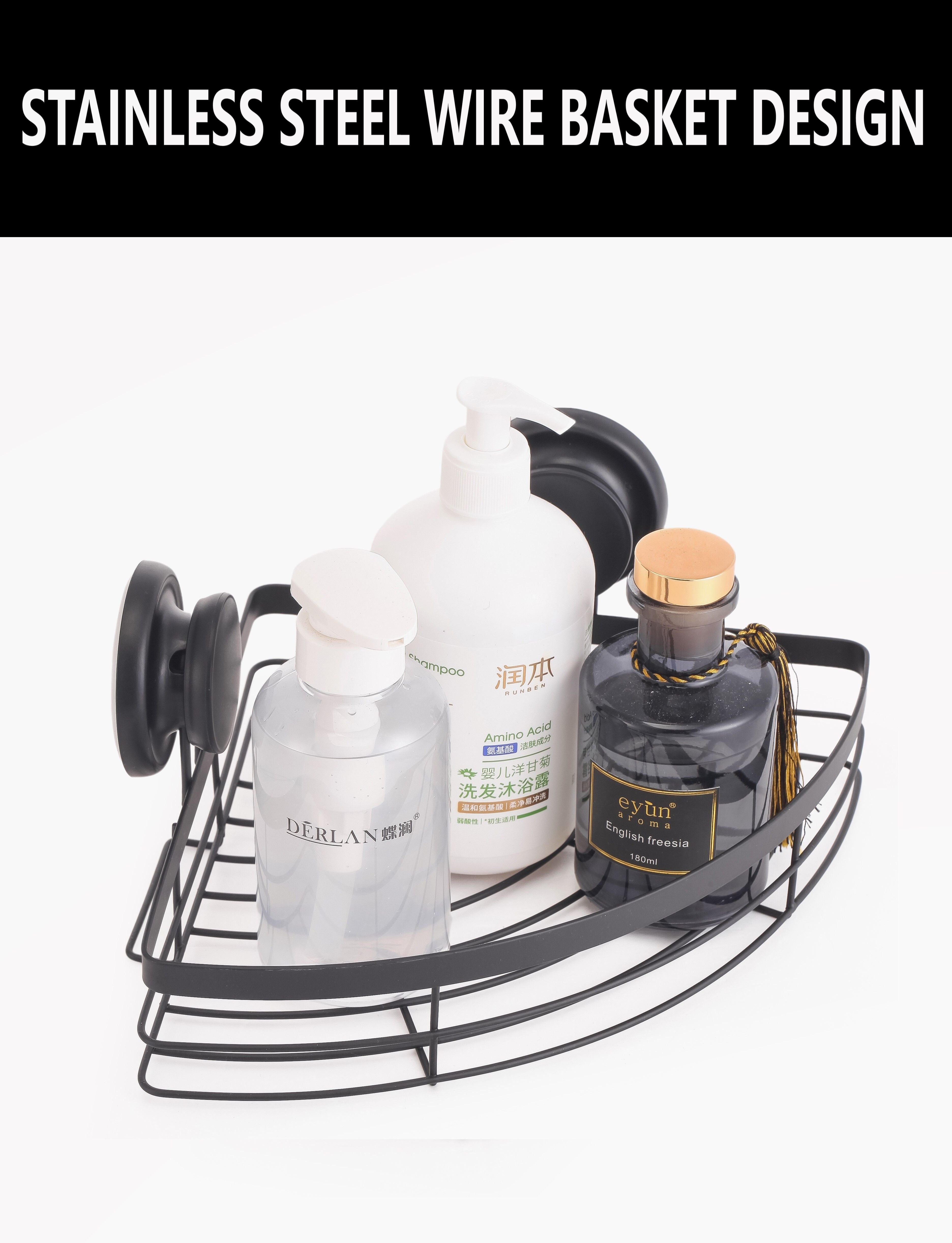 2 Pack Round Corner Shower Caddy Shelf Basket Rack with Premium Vacuum Suction Cup No-Drilling for Bathroom and Kitchen 3