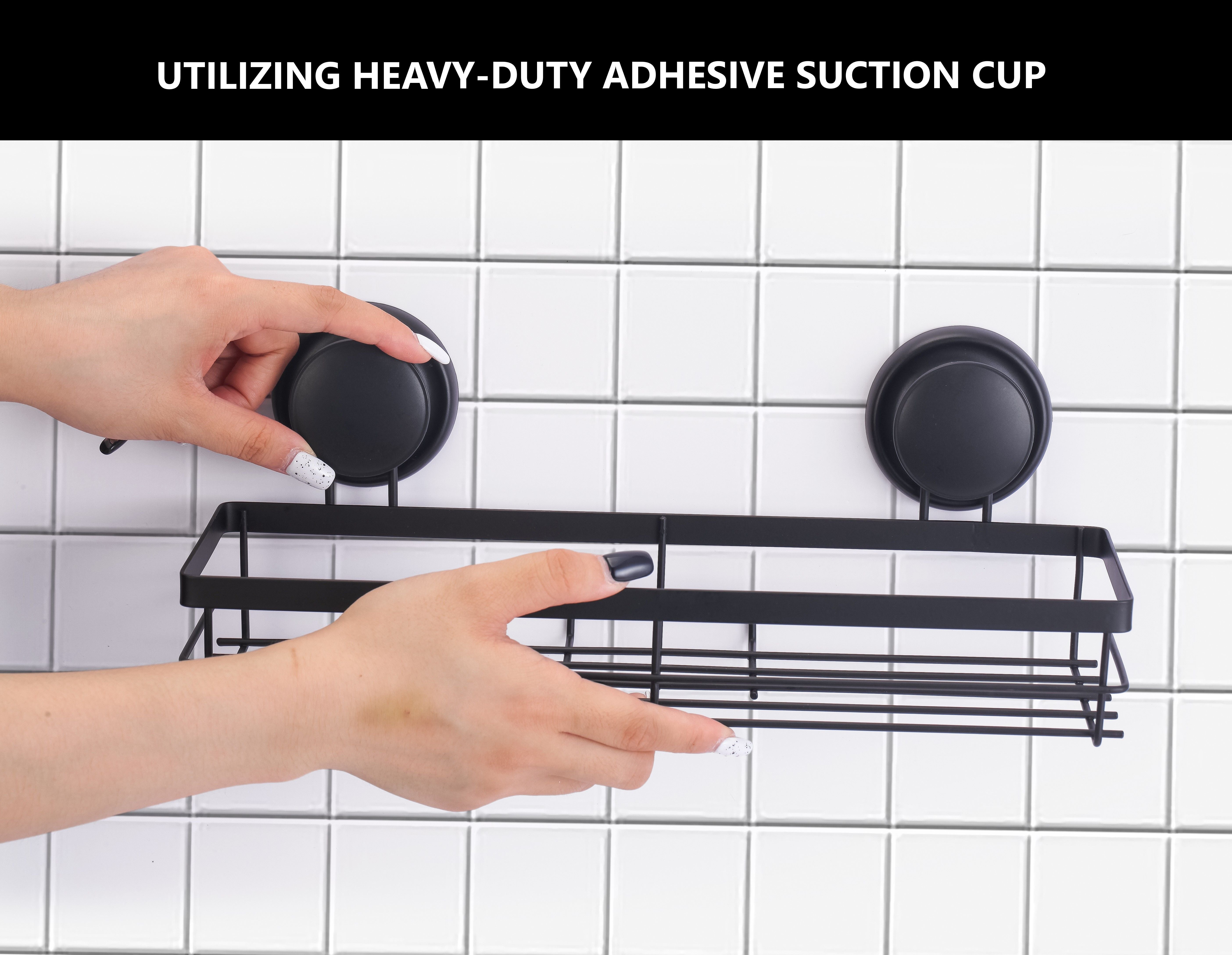 2 Pack Rectangular Corner Shower Caddy Shelf Basket Rack with Premium Vacuum Suction Cup No-Drilling for Bathroom and Kitchen 5