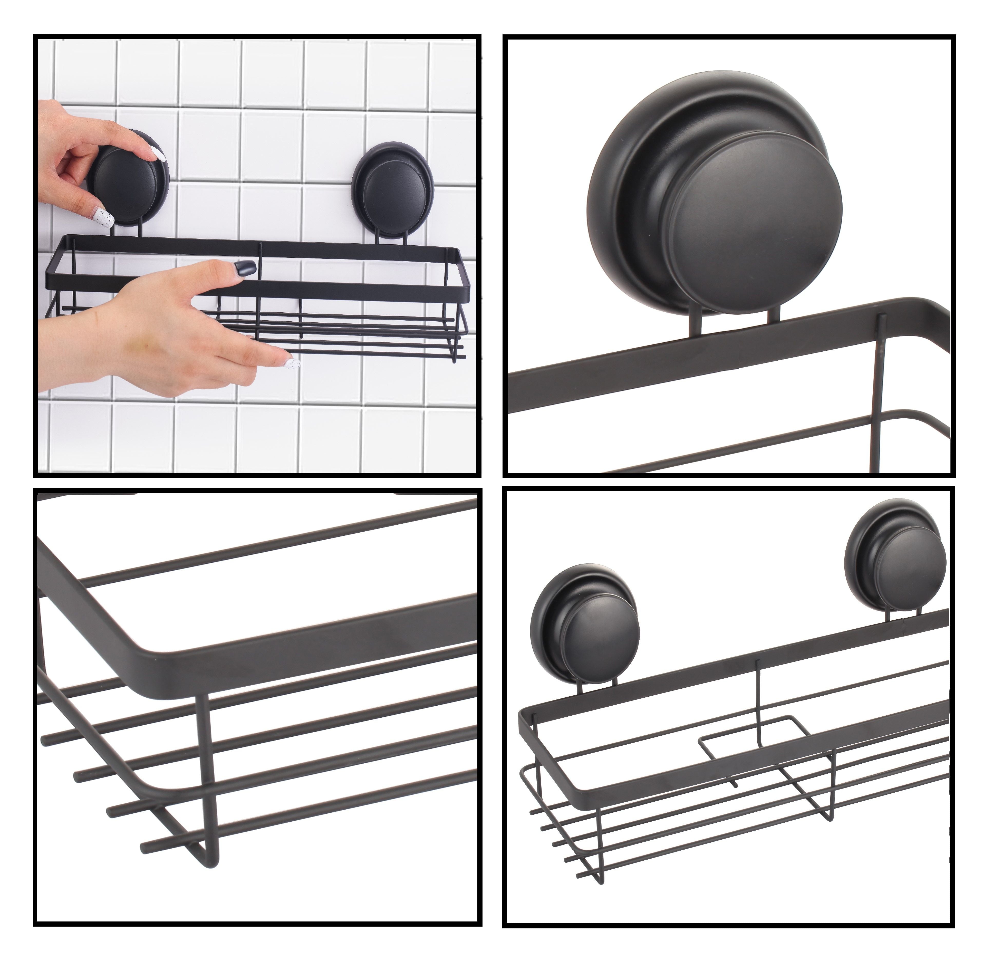 2 Pack Rectangular Corner Shower Caddy Shelf Basket Rack with Premium Vacuum Suction Cup No-Drilling for Bathroom and Kitchen 6