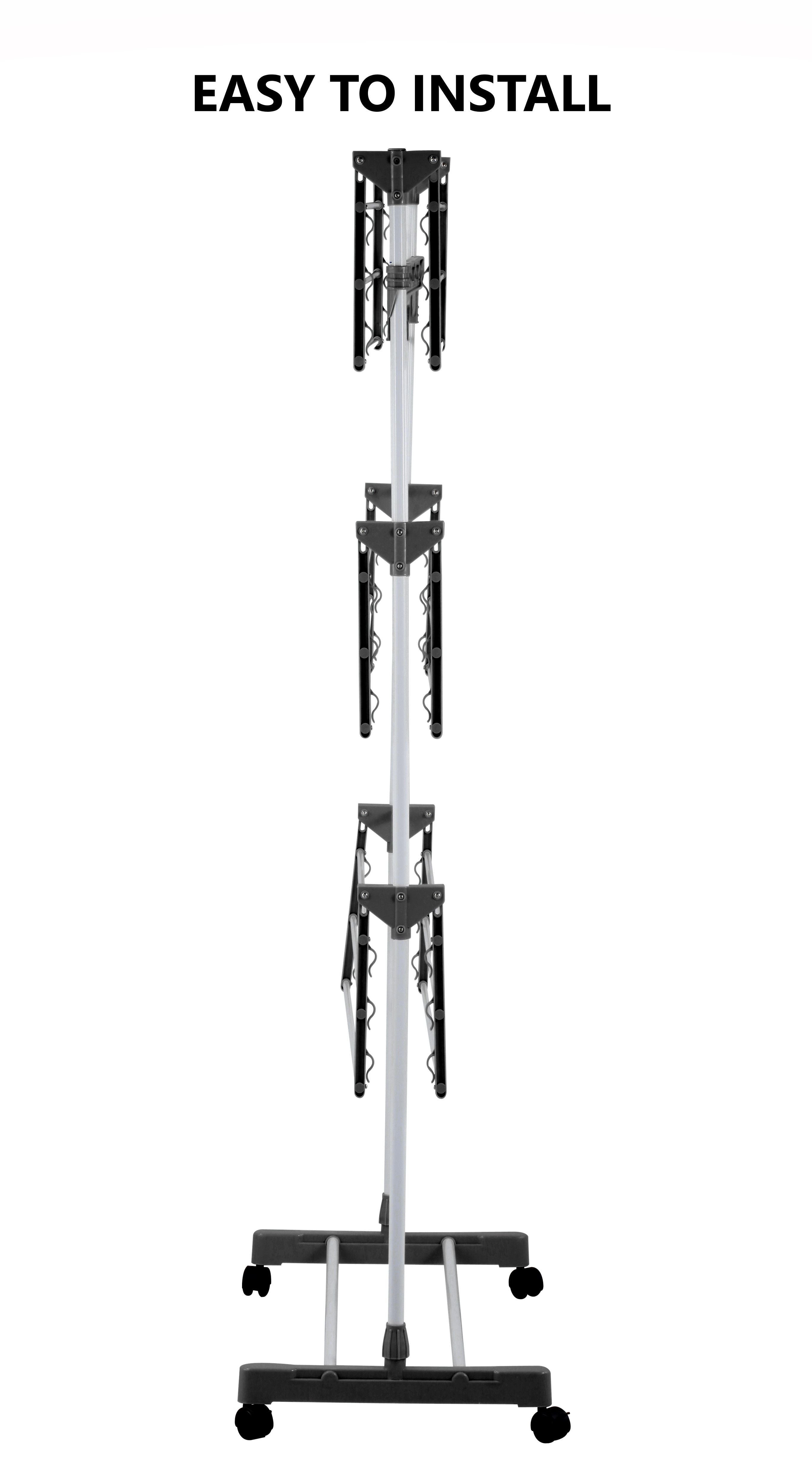 Folding 3 Tier Clothes Laundry Drying Rack with Stainless Steel Tubes for Indoor & Outdoor Home 3