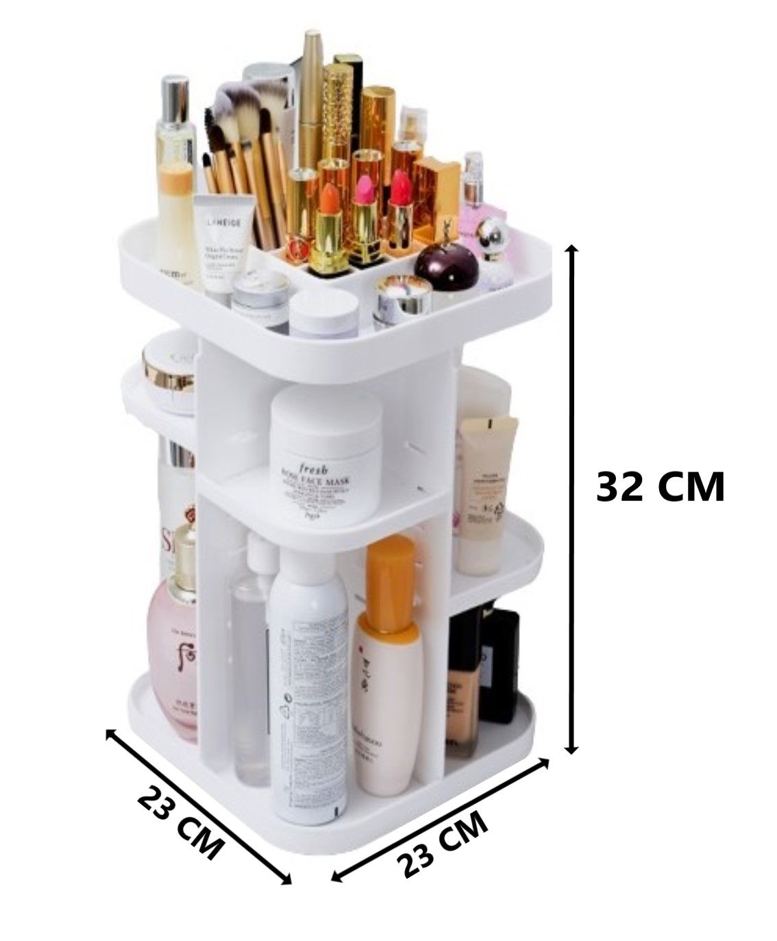 360 Rotating Large Capacity Makeup Organizer for Bedroom and Bathroom (White) 9