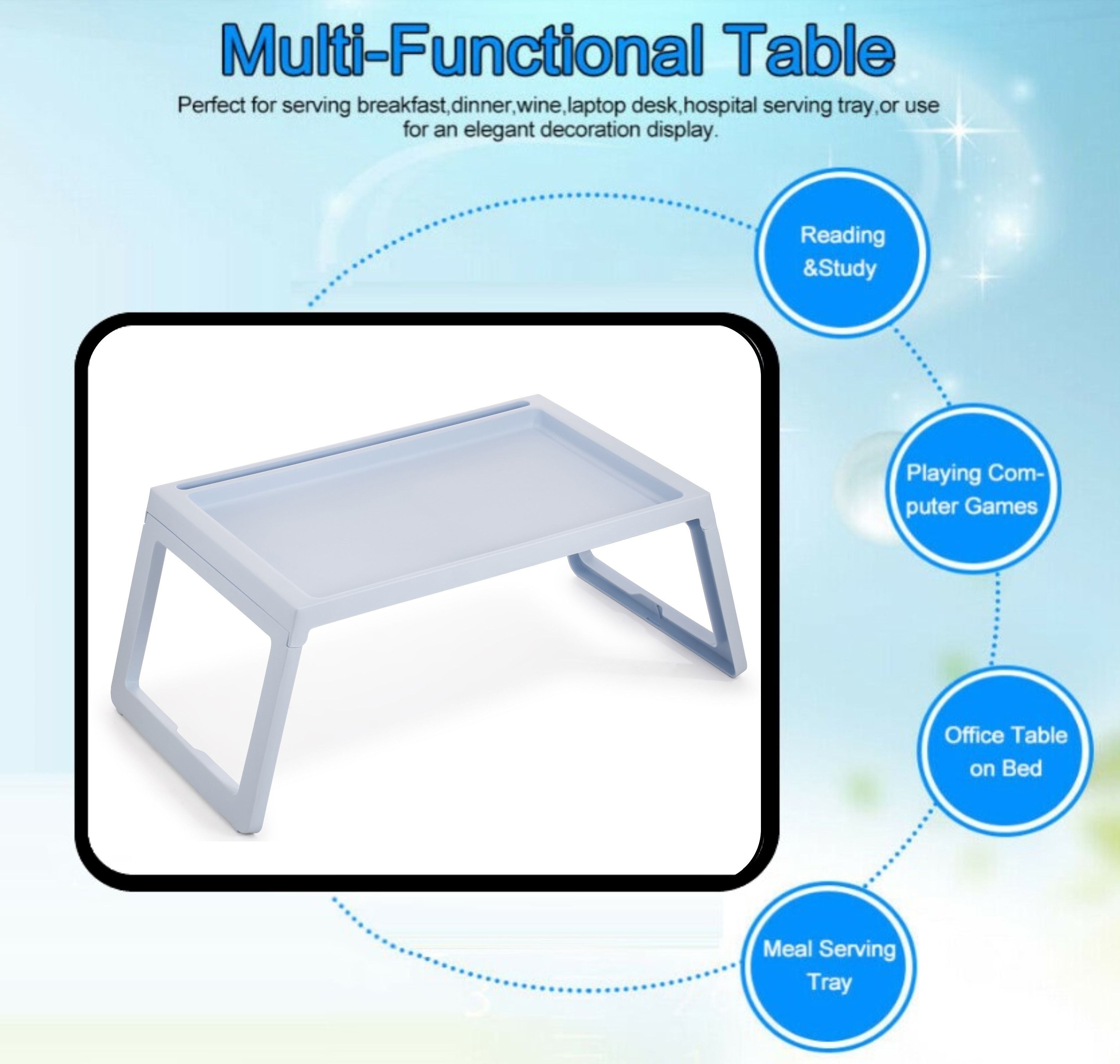Multifunction Laptop Bed Desk with foldable legs for Home Office (Blue) 3