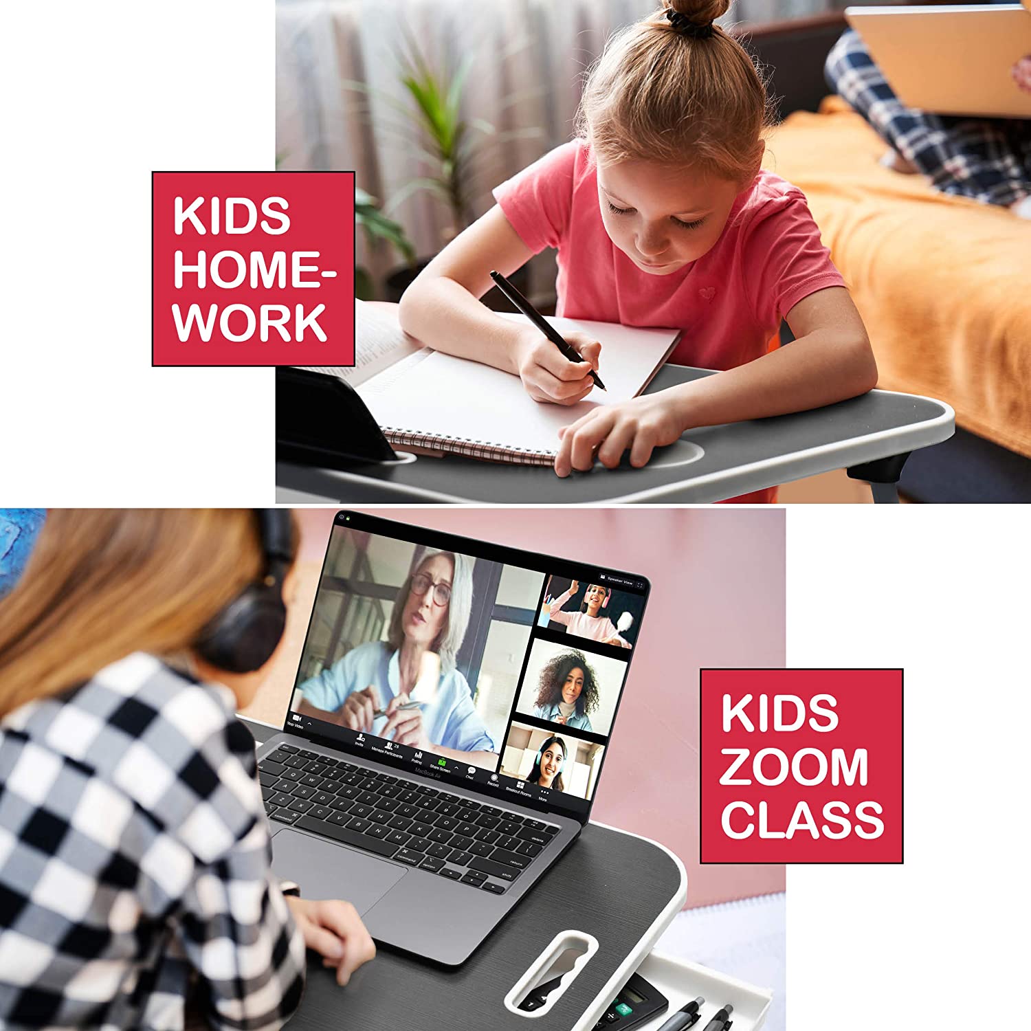 Laptop Bed Desk with Storage and foldable legs for Adults, Kids & Home Office 3