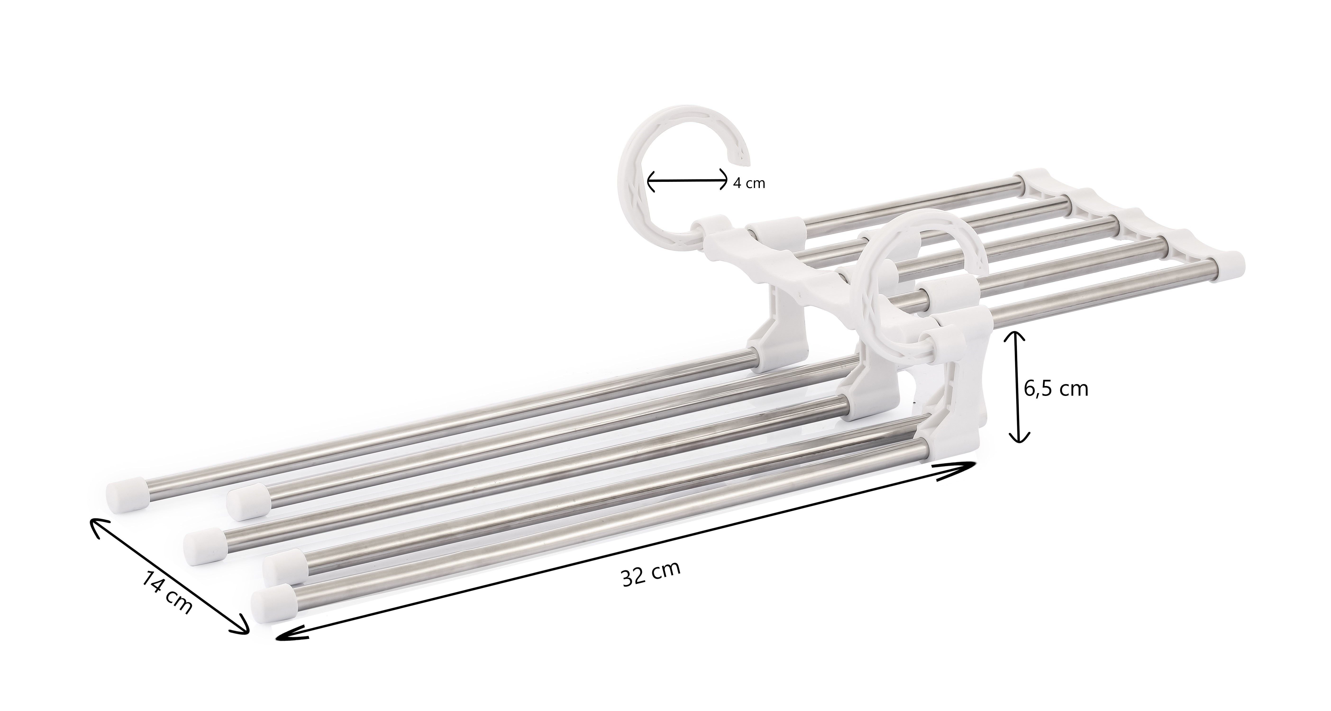 2 Pack Stainless Steel Adjustable 5 in 1 Pants Hangers Non-Slip Space Saving for Home Storage 10