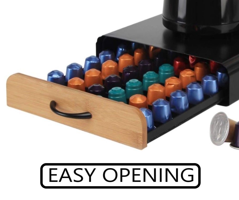CARLA HOME Coffee Pods Holder Storage Drawer Compatible with 60 Nespresso Pods for Kitchen Storage & Organisation (Natural) 4