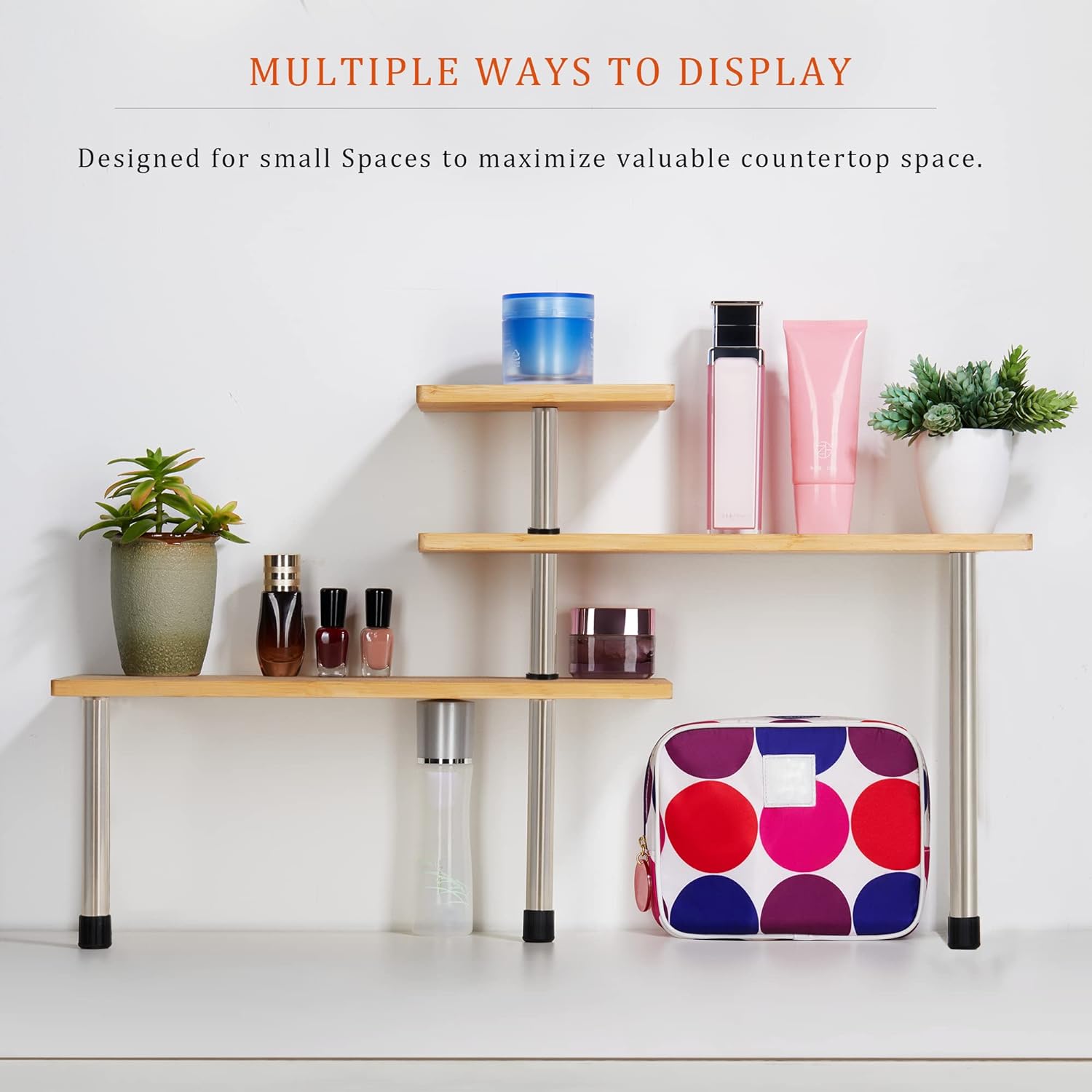 CARLA HOME 3 Tier Corner Shelf Kitchen Spice Rack Organiser with Hooks for Home Storage & Organisation 3