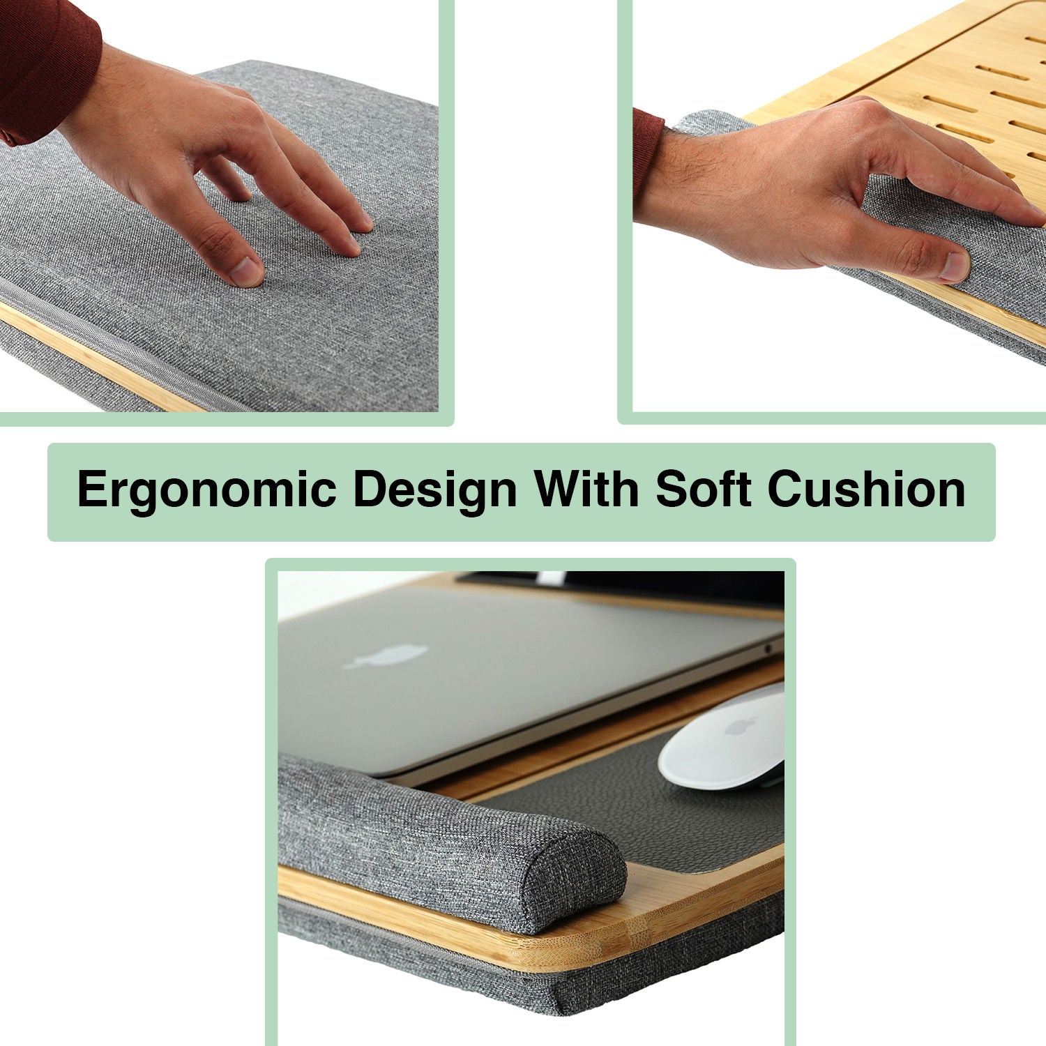 CARLA HOME Bamboo Laptop Lap Desk with Cushion and Angle Adjustable for Office and Home 4