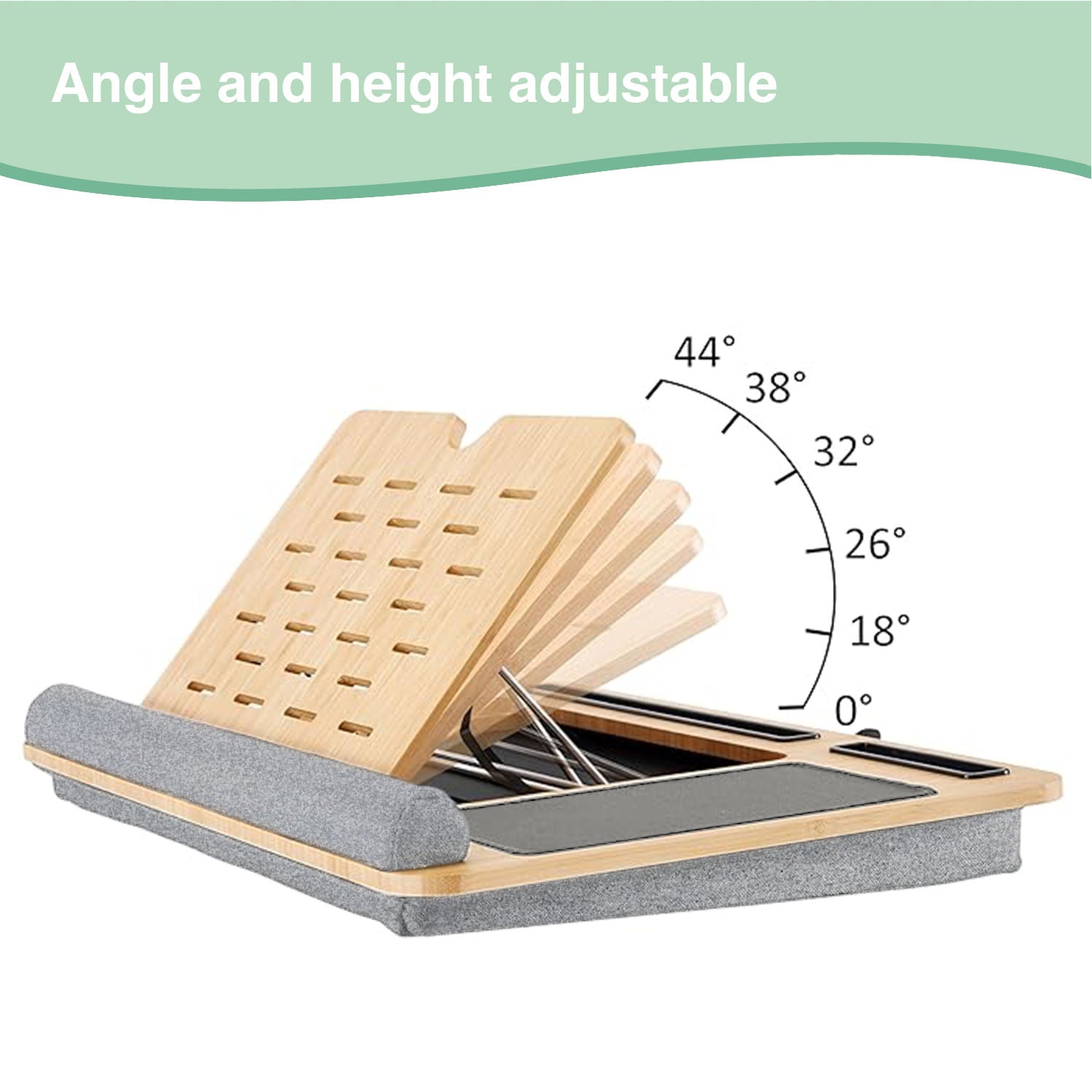 CARLA HOME Bamboo Laptop Lap Desk with Cushion and Angle Adjustable for Office and Home 5