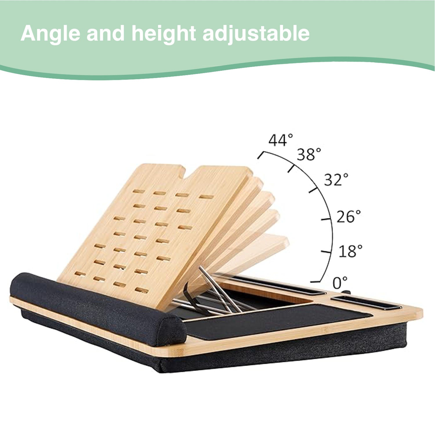 CARLA HOME Bamboo Laptop Lap Desk with Cushion, Angle Adjustable and Sleeve Case Bag for Office and Home 3