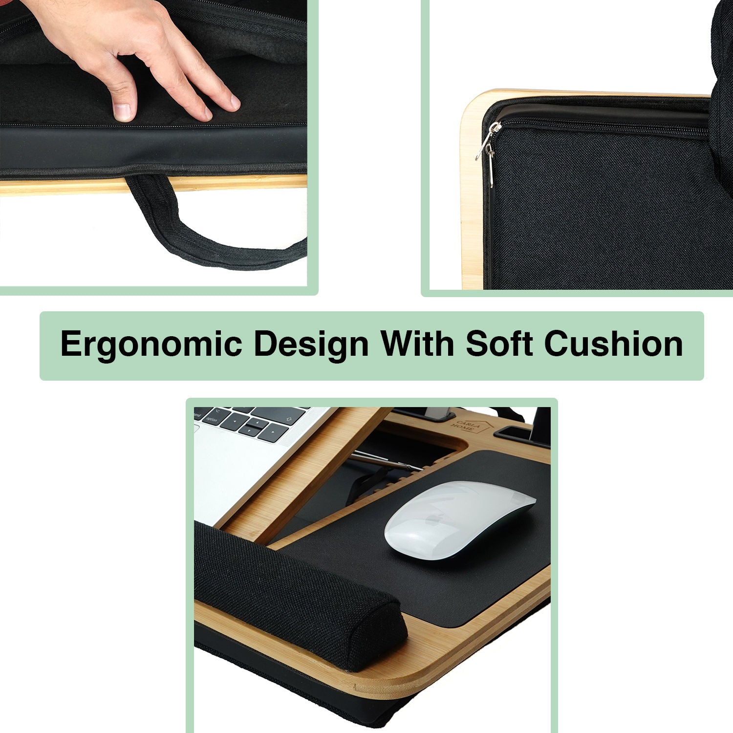 CARLA HOME Bamboo Laptop Lap Desk with Cushion, Angle Adjustable and Sleeve Case Bag for Office and Home 7