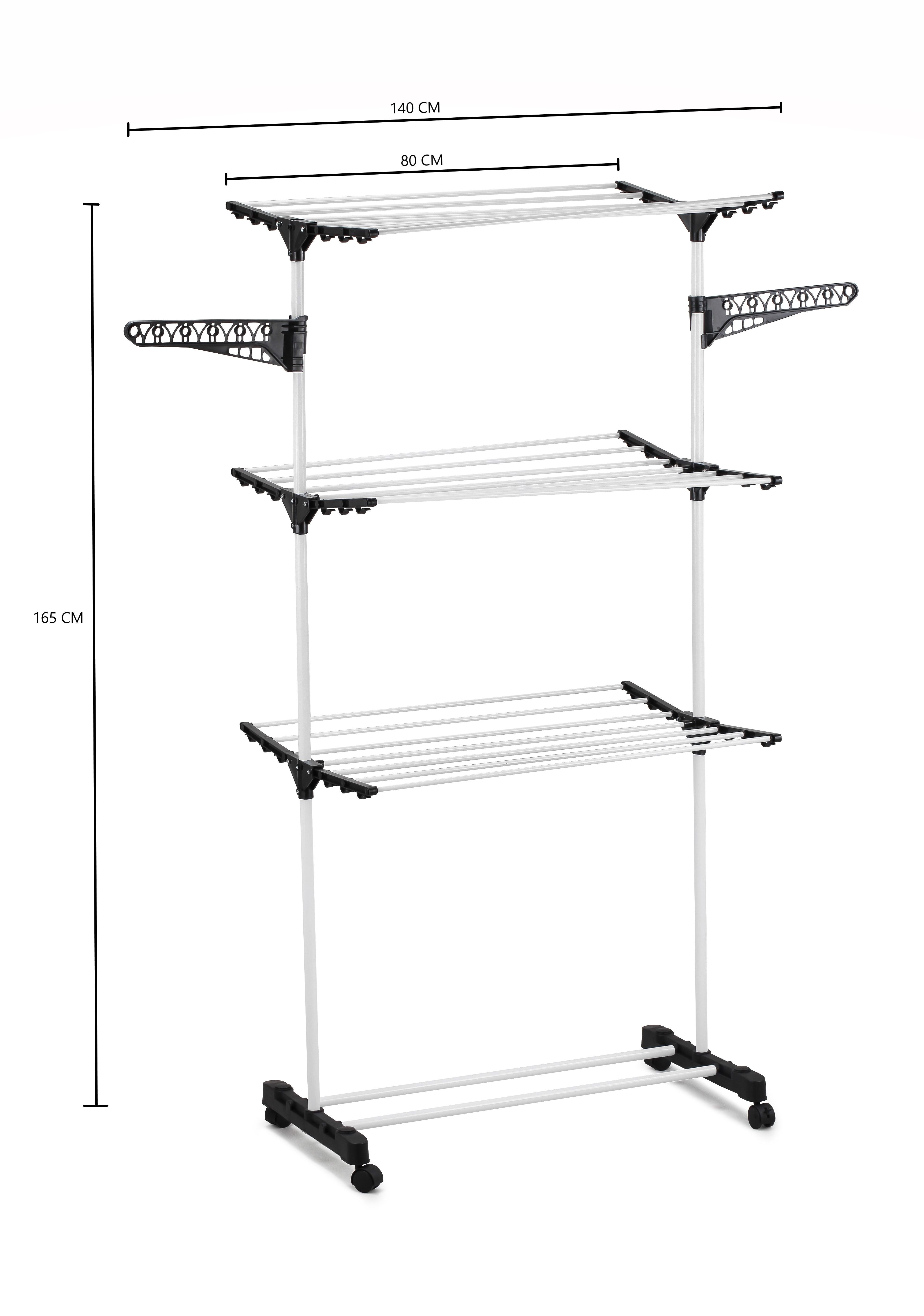 CARLA HOME Folding 3 Tier Clothes Laundry Drying Rack with Stainless Steel Tubes for Indoor & Outdoor Home 9