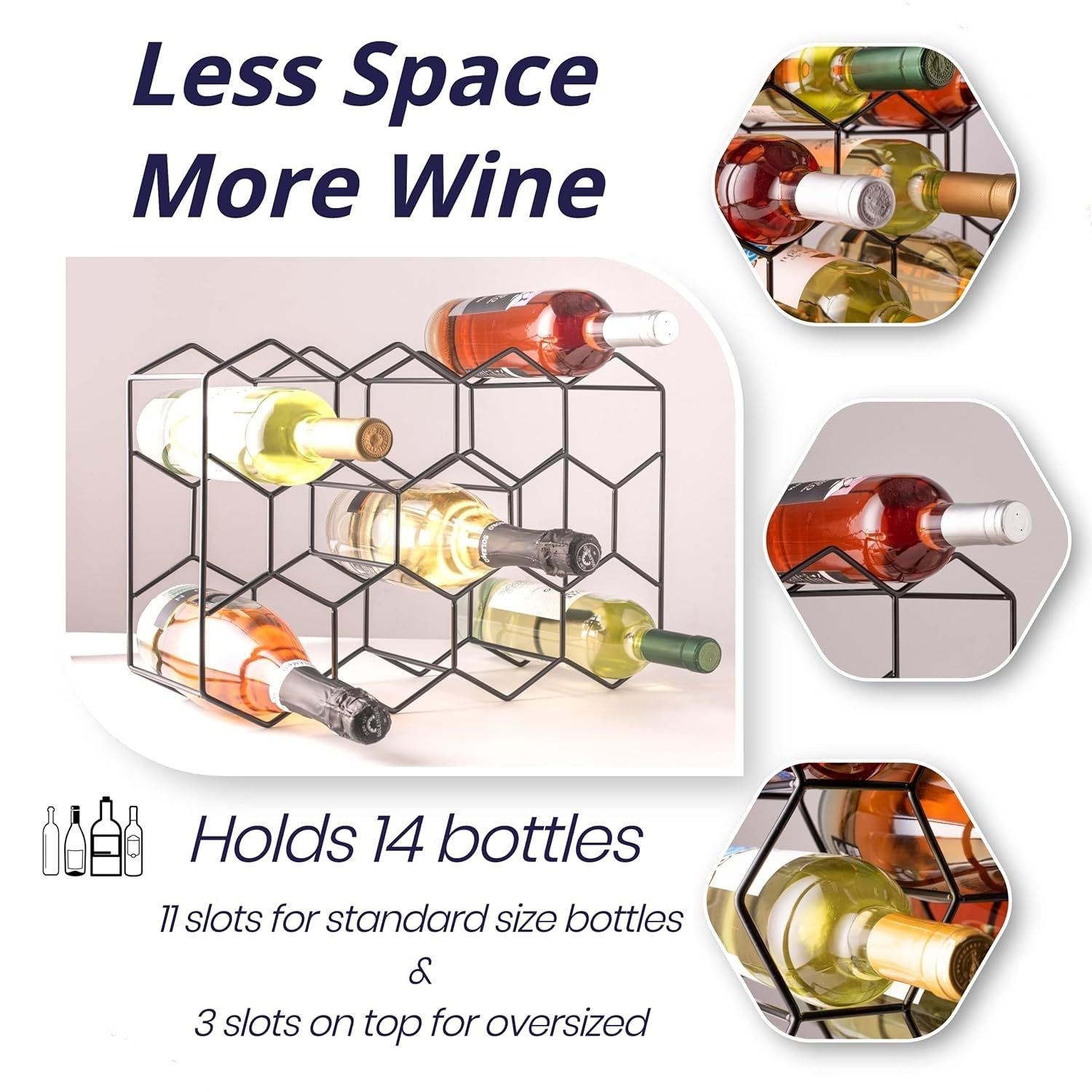 14 Bottle Freestanding Modern Metal Countertop Wine Rack Countertop 4