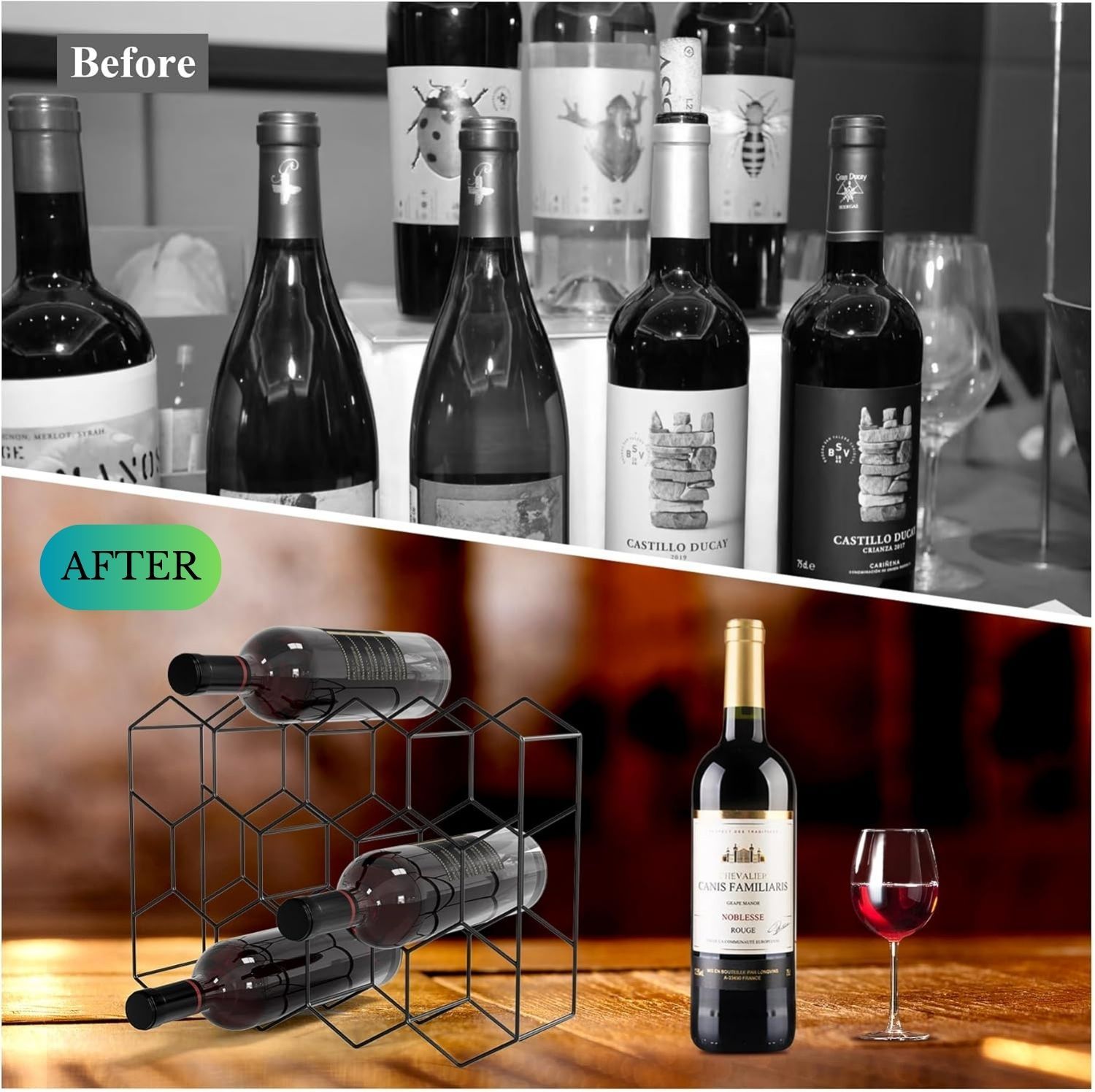 14 Bottle Freestanding Modern Metal Countertop Wine Rack Countertop 7
