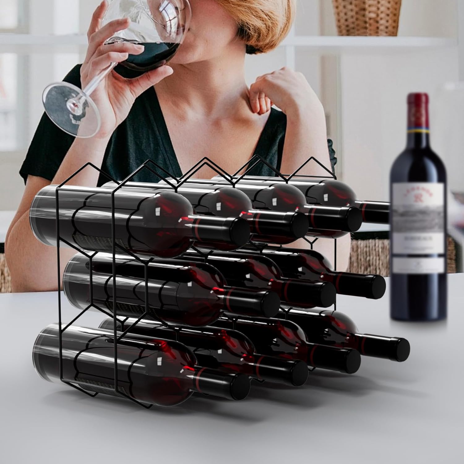 14 Bottle Freestanding Modern Metal Countertop Wine Rack Countertop 9