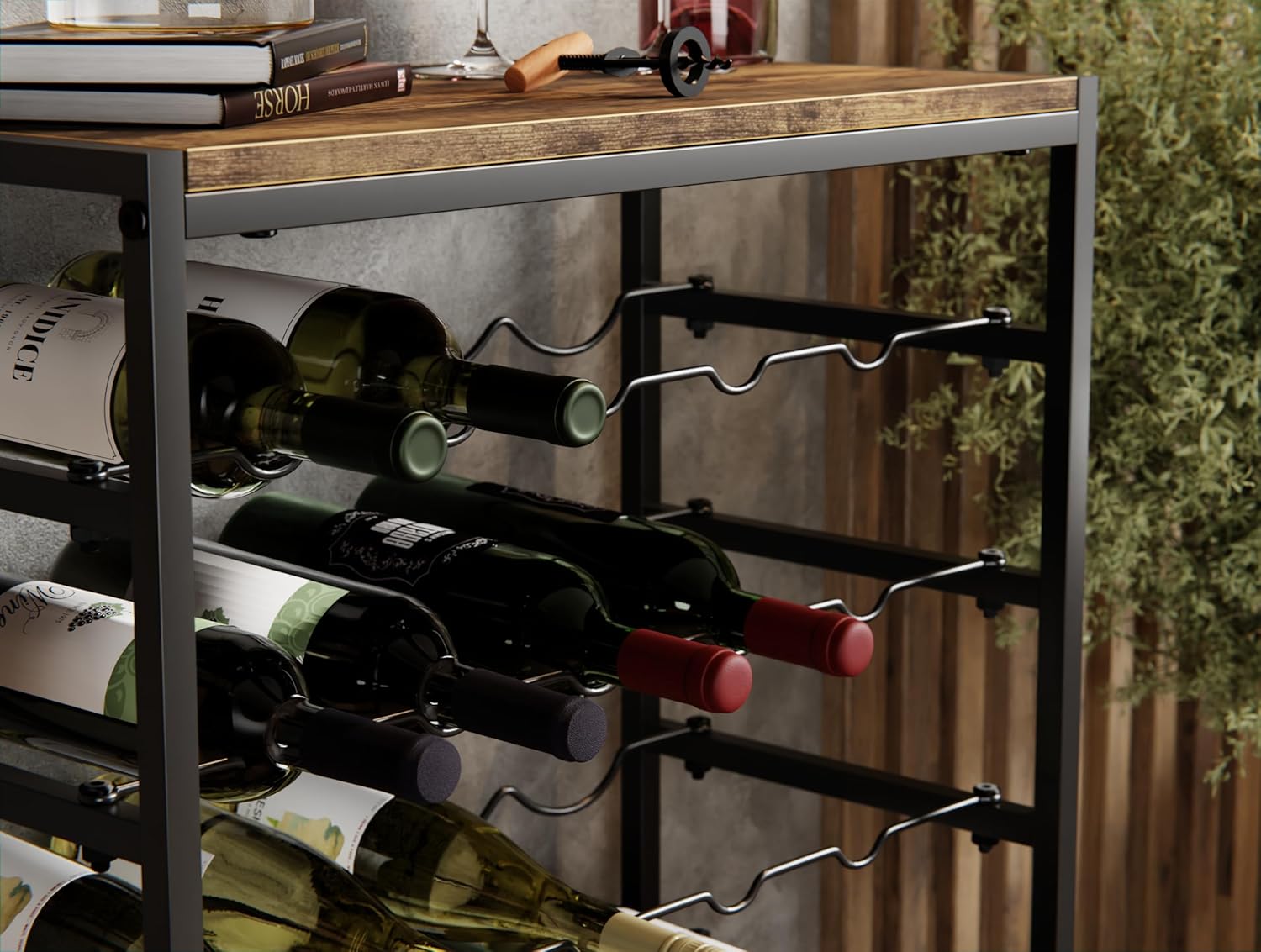 6-Tier Freestanding Wine Rack for 30 Bottles with Wood Countertop and Sturdy Metal Frame 3