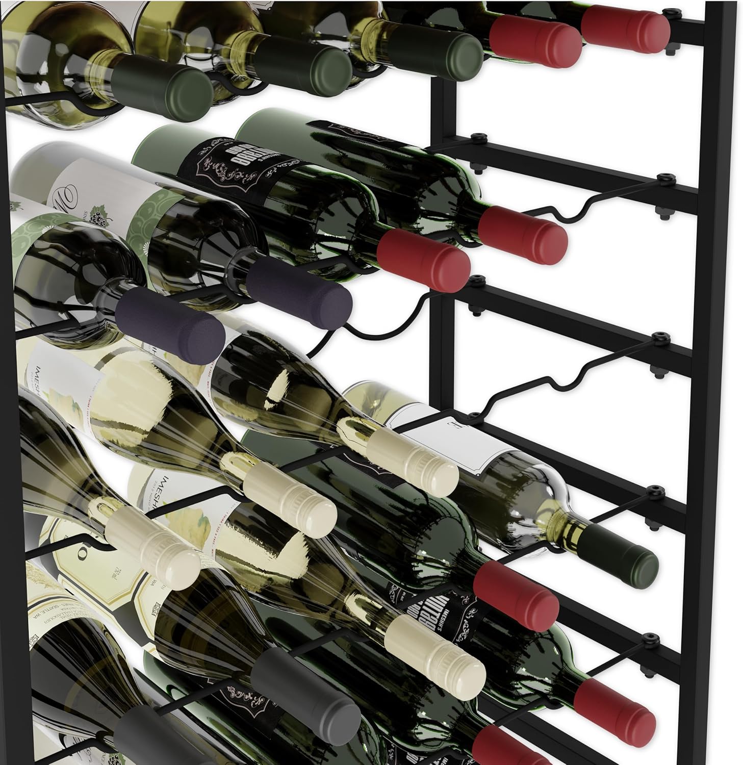 6-Tier Freestanding Wine Rack for 30 Bottles with Wood Countertop and Sturdy Metal Frame 4