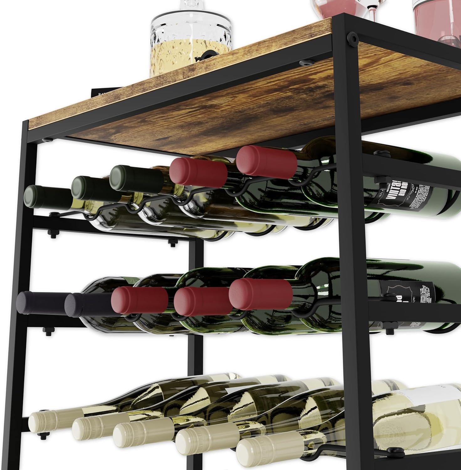 6-Tier Freestanding Wine Rack for 30 Bottles with Wood Countertop and Sturdy Metal Frame 5