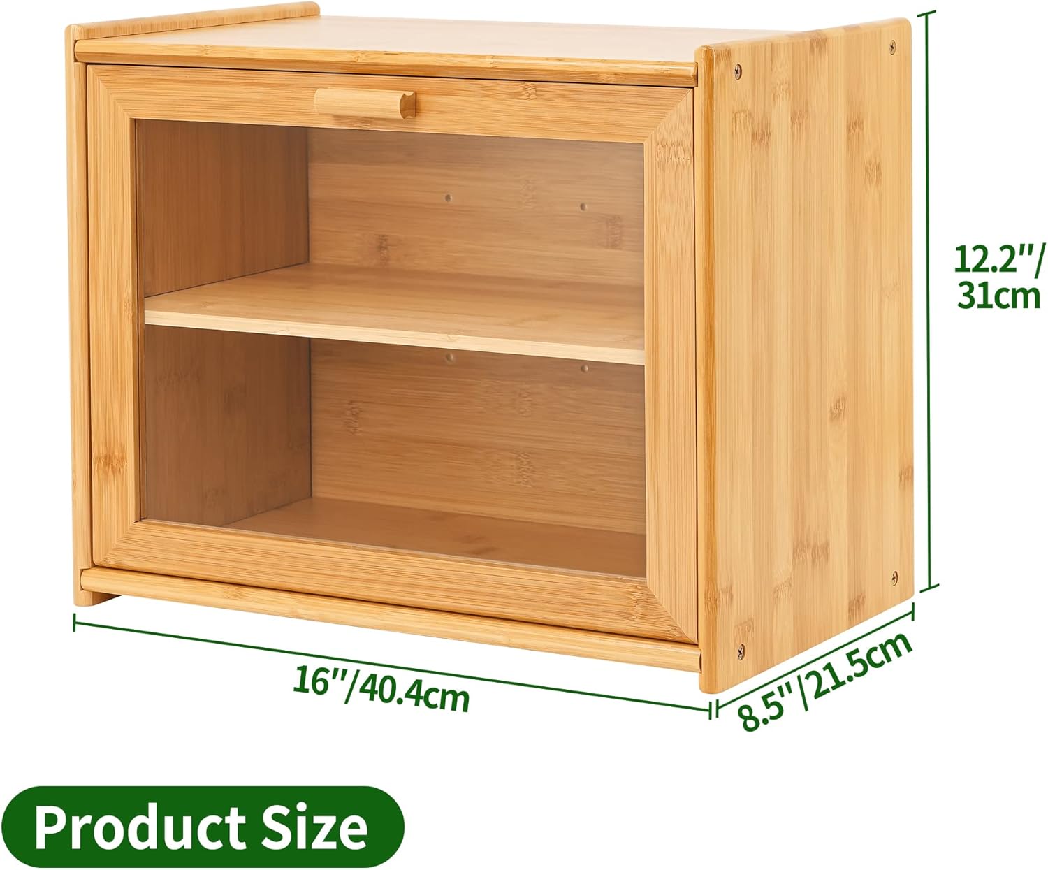 Double Layer Bamboo Bread Box for Kitchen Counter with Large Capacity and Transparent Window 6