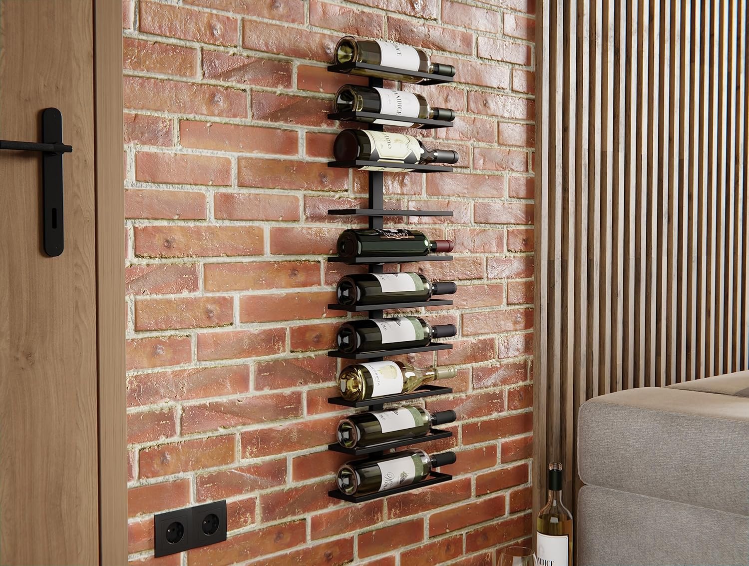 Metal Wall Mount Wine Rack for Wine Bottles, Liquor, Champagne (Holds 10 Bottles) 4