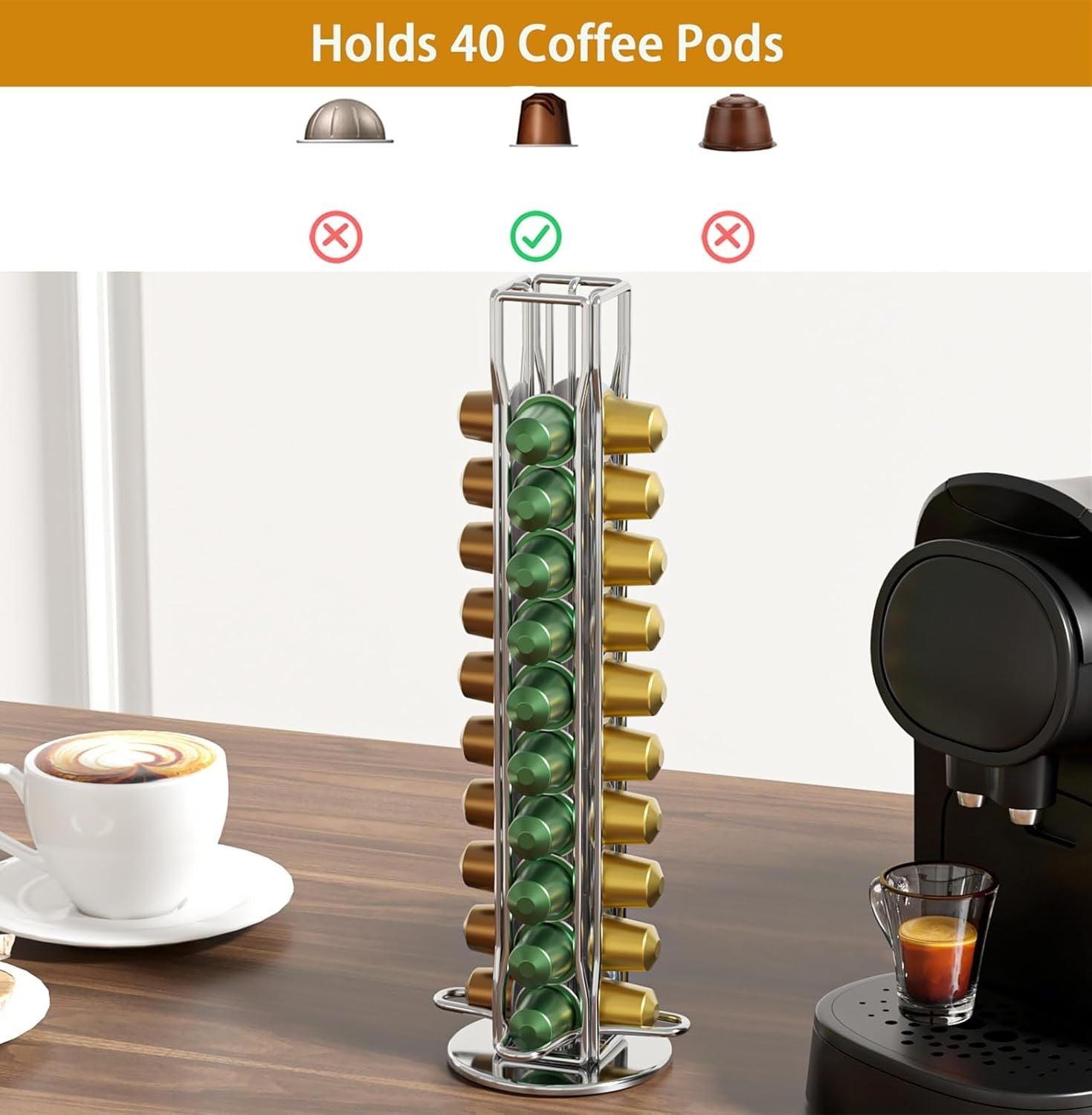 Coffee Pods Holder Storage Compatible with 40 Nespresso Pods 3