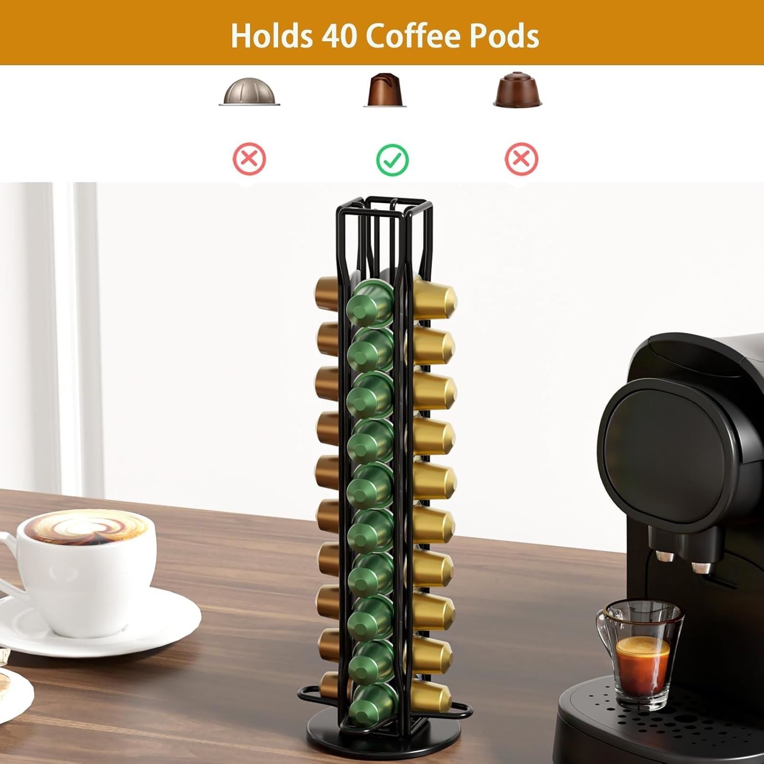 Coffee Pods Holder Storage Compatible with 40 Nespresso Pods 3
