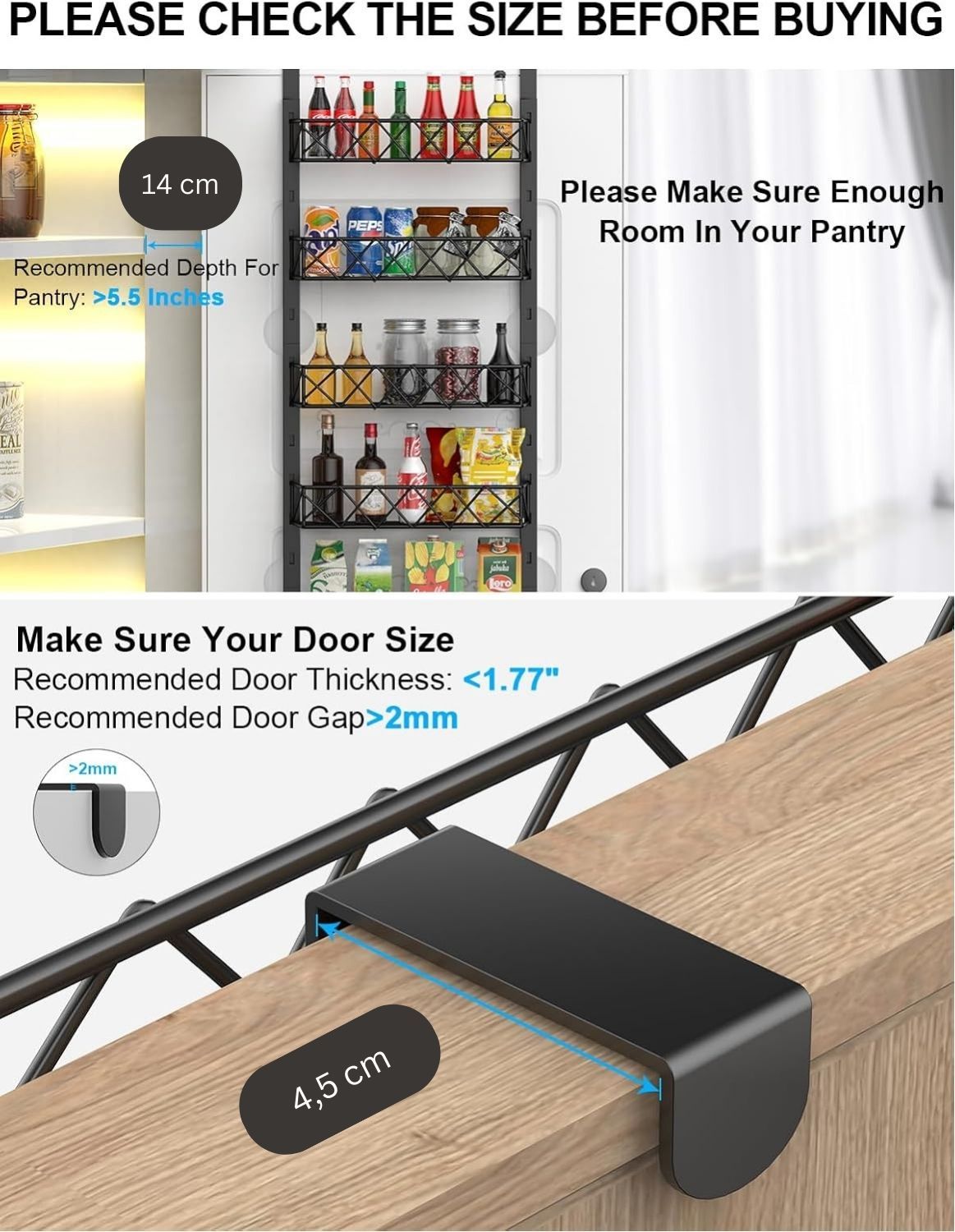 6 Tier Adjustable Baskets Over Door Pantry Organiser for Home Kitchen 3