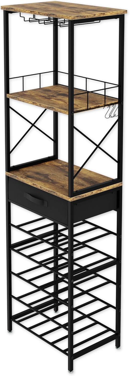 CARLA HOME Freestanding Wine Rack for 20 Bottles with Wood Countertop and Sturdy Metal Frame 4