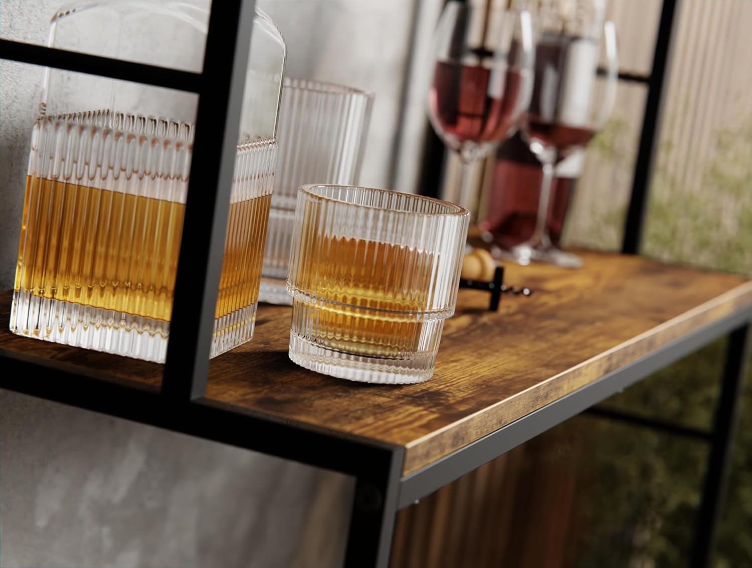 CARLA HOME Large Wine Rack for 20 Bottles with Wood Countertop and Sturdy Metal Frame 3