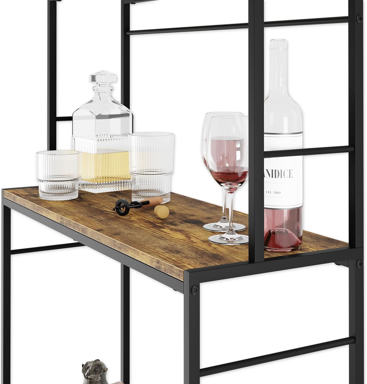 CARLA HOME Large Wine Rack for 20 Bottles with Wood Countertop and Sturdy Metal Frame 6