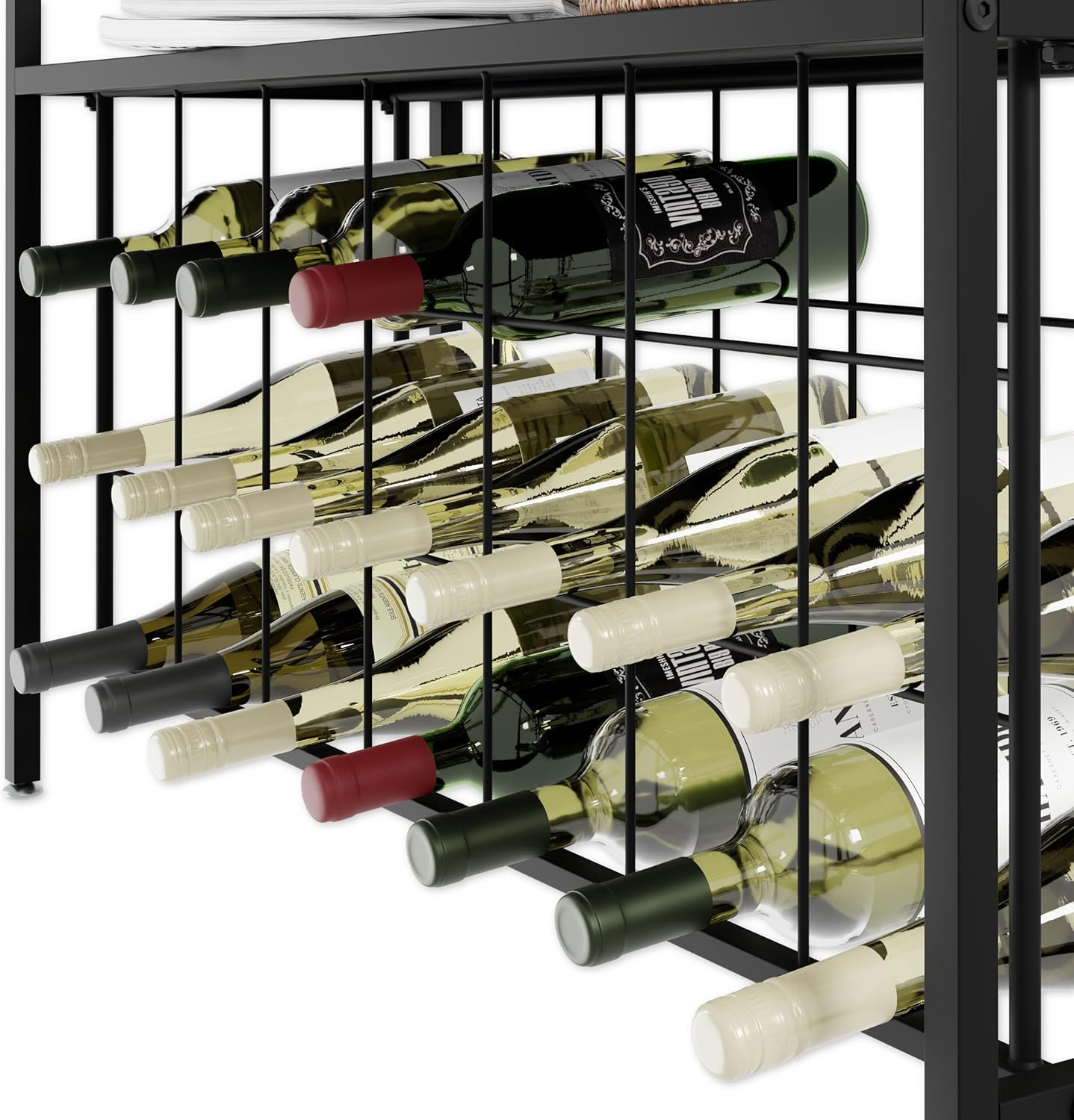 CARLA HOME Large Wine Rack for 20 Bottles with Wood Countertop and Sturdy Metal Frame 7
