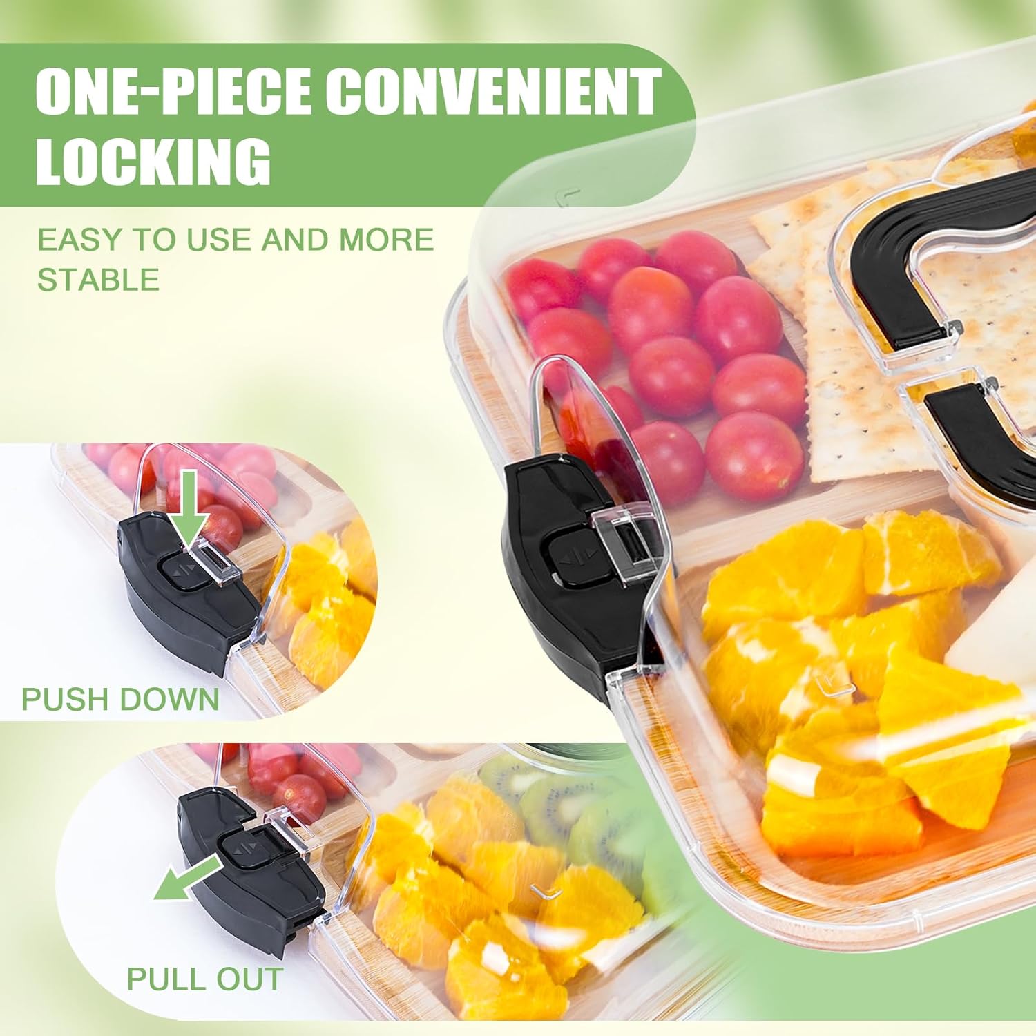 CARLA HOME Bamboo Charcuterie Board with Lid & Handle ideal Gift for Kitchen, Party & Picnic (6 Compartments) 5