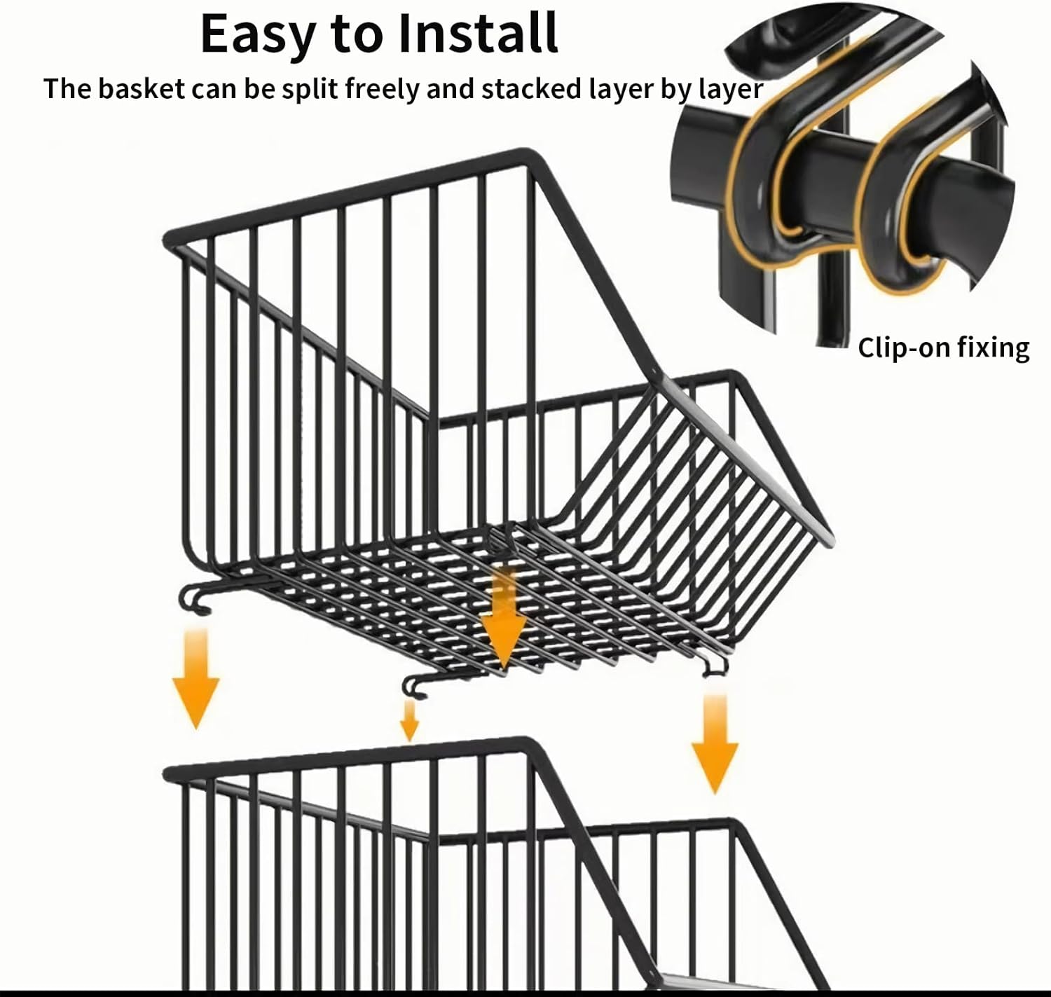CARLA HOME Metal 5-Tier Rolling Vegetable and Fruit Basket Cart Stand for Kitchen 5