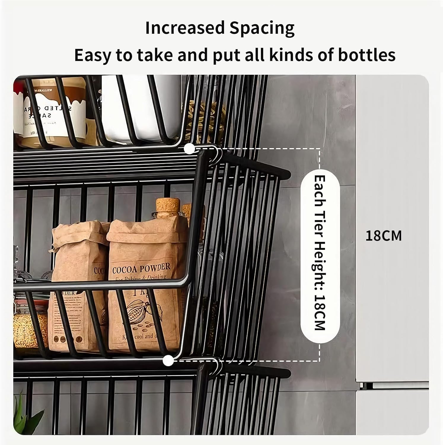 CARLA HOME Metal 5-Tier Rolling Vegetable and Fruit Basket Cart Stand for Kitchen 6