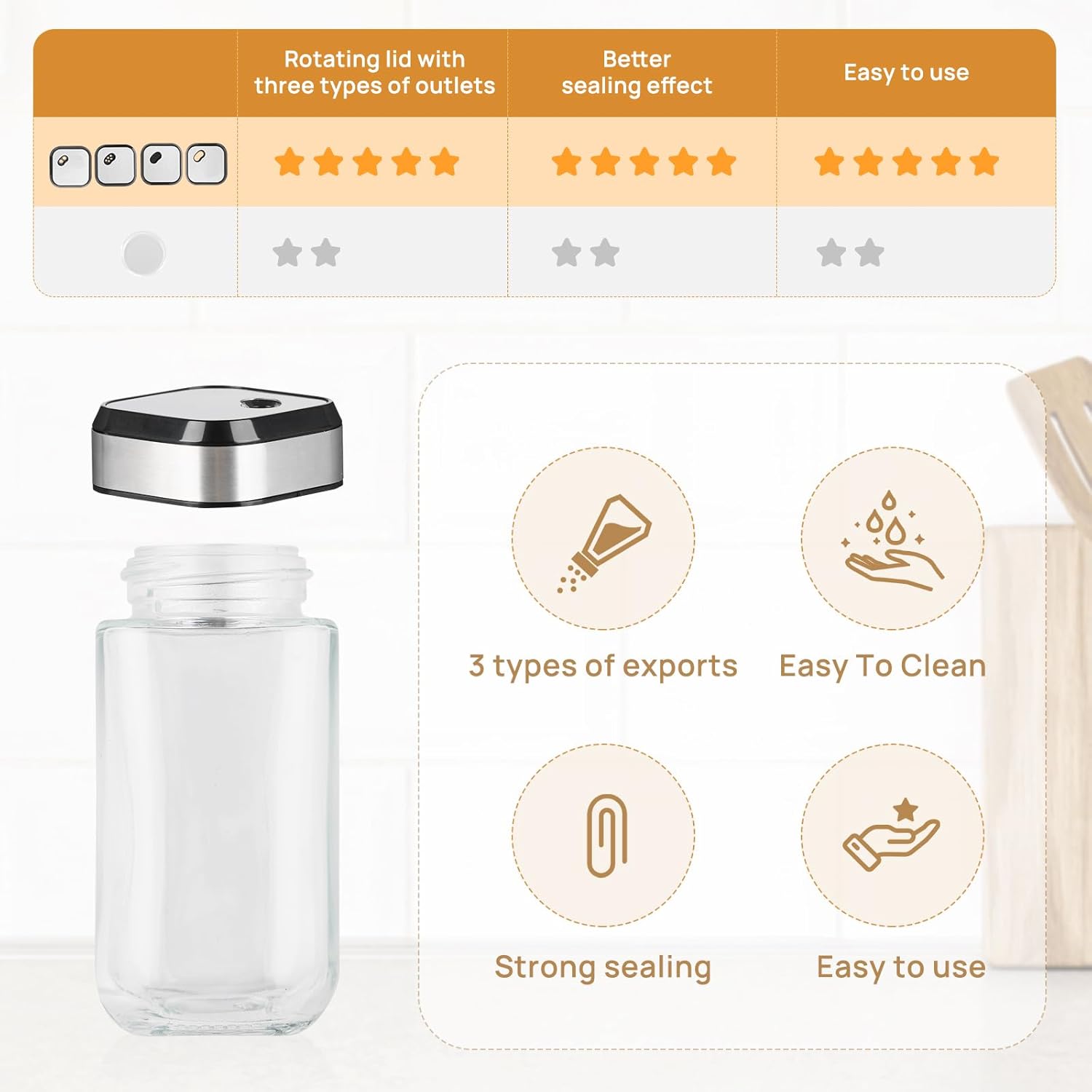 CARLA HOME Rotating Spice Rack Organizer with 20 Glass Jars for Kitchen Countertop 3