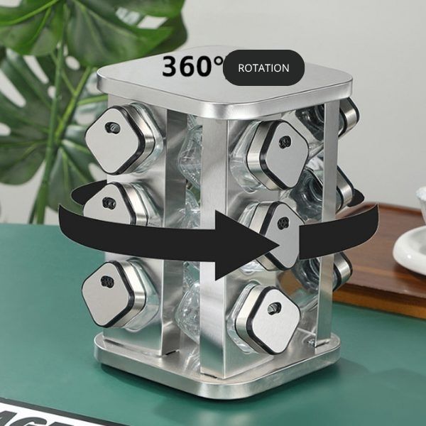 CARLA HOME Rotating Spice Rack Organizer with 20 Glass Jars for Kitchen Countertop 5