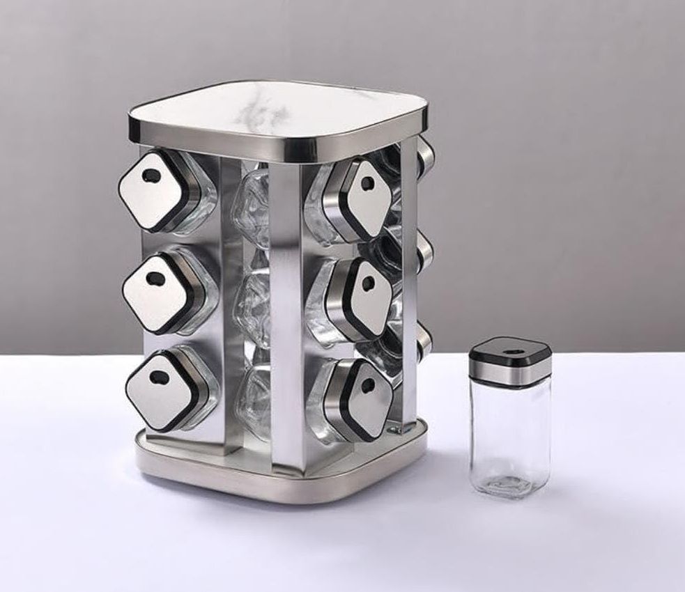 CARLA HOME Rotating Spice Rack Organizer with 20 Glass Jars for Kitchen Countertop 9