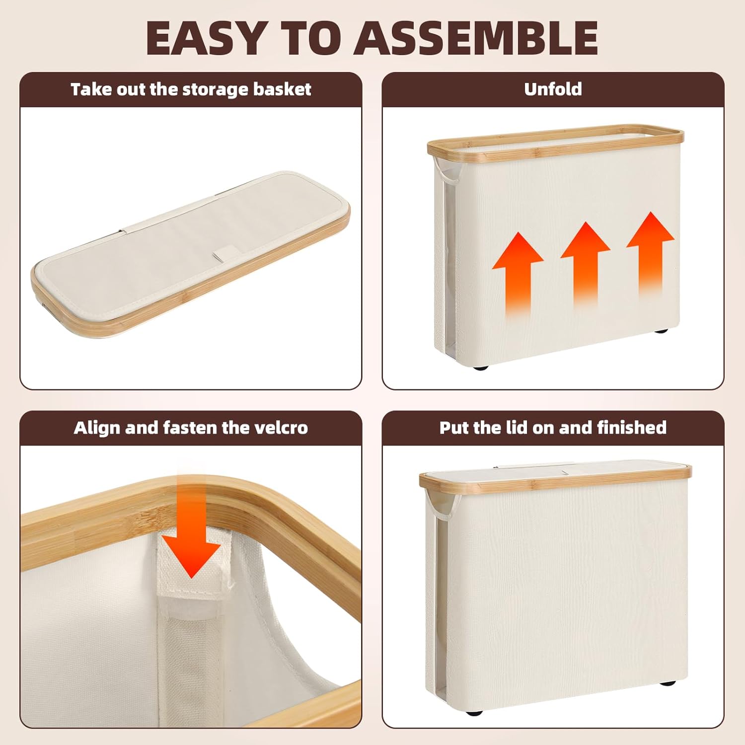 CARLA HOME Toilet Paper Storage Basket Holds Up to 12 Rolls with Bamboo Lid and Handle for RV Closet (White) 7