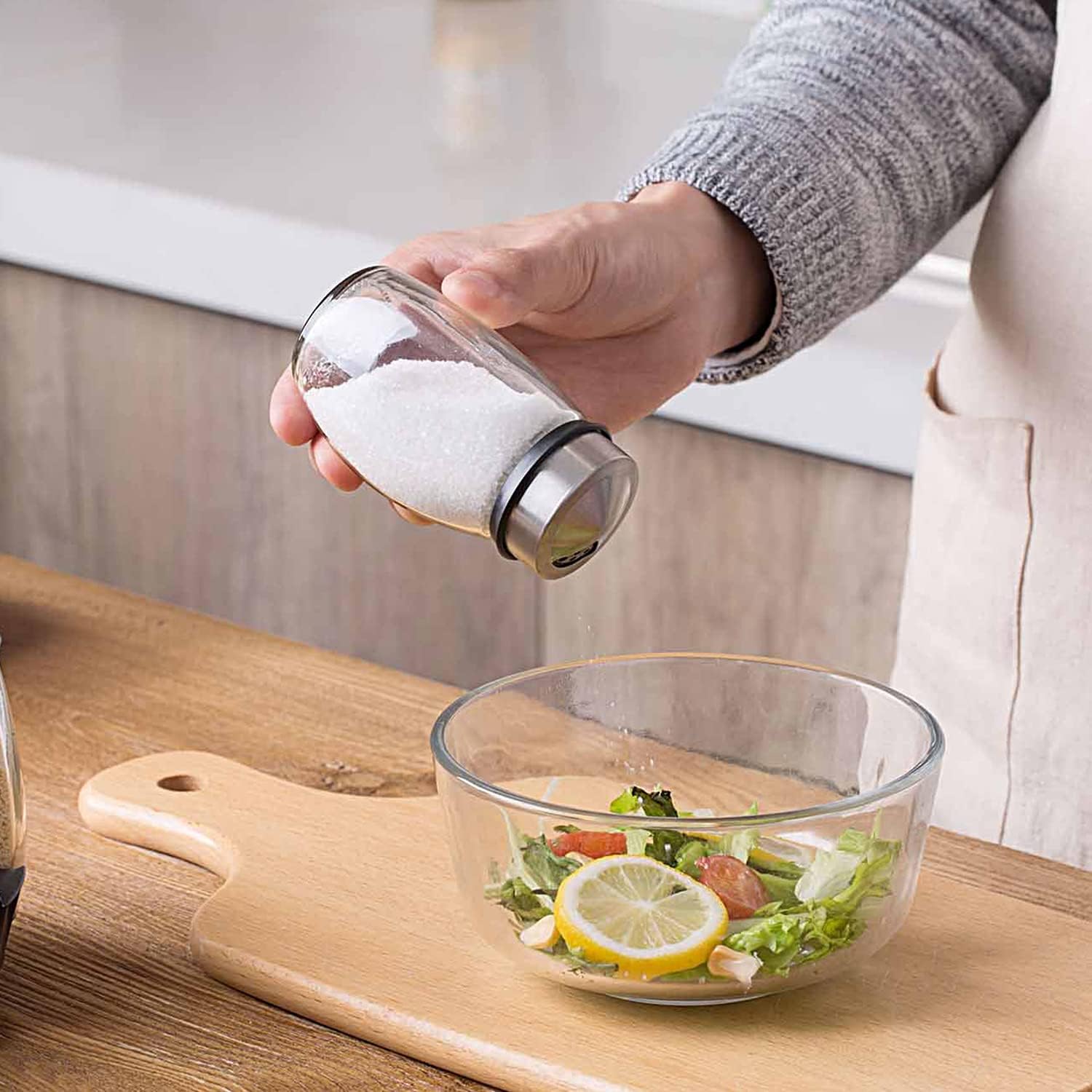 CARLA HOME Rotating Spice Rack Organizer with 16 Glass Jars for Kitchen Seasoning and Herb Storage 3