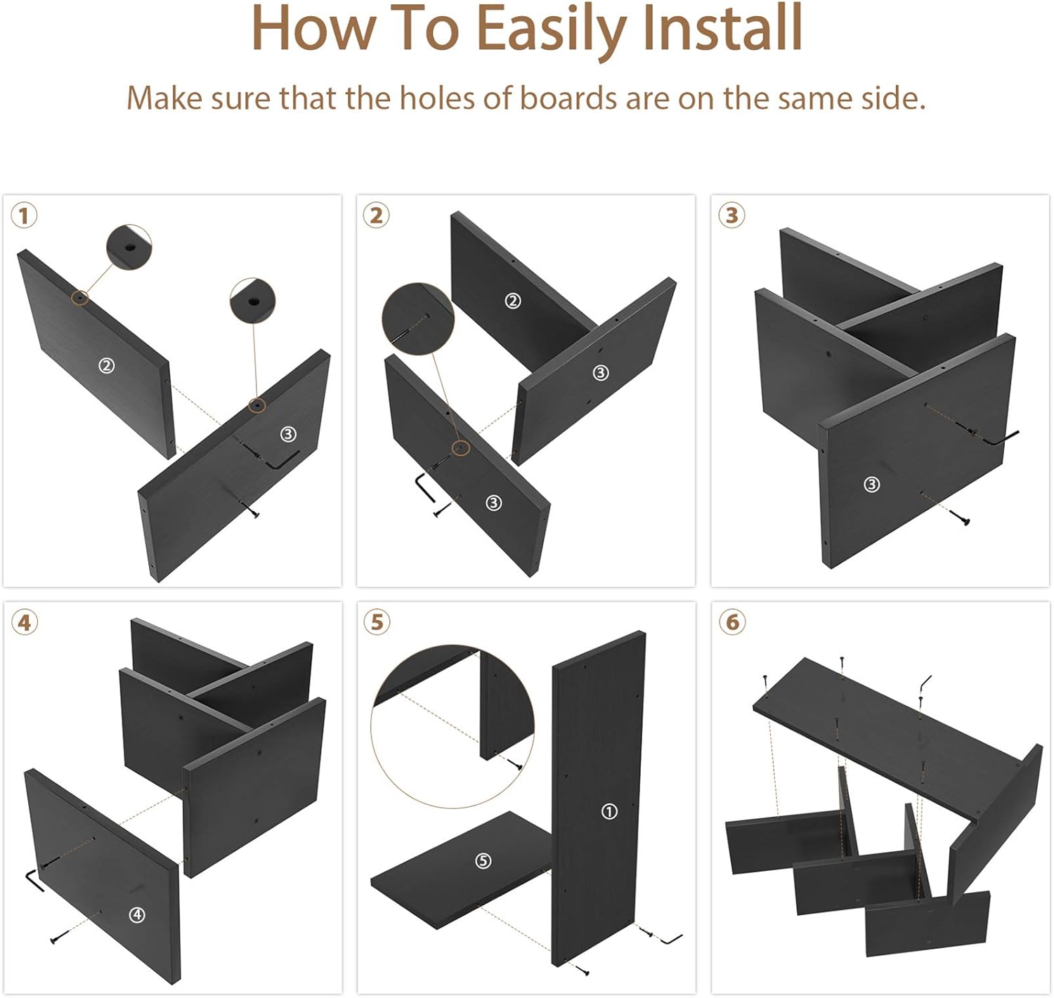 CARLA HOME 5-Tier Tree Bookshelf Storage Rack for Home Office or Bedroom (Black) 8