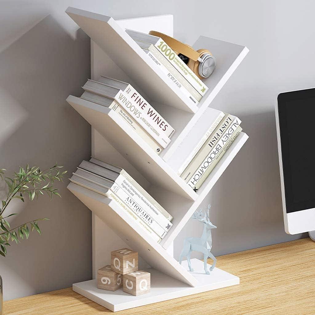 CARLA HOME 5-Tier Tree Bookshelf Storage Rack for Home Office or Bedroom (White) 9