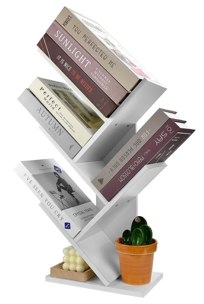 CARLA HOME 5-Tier Tree Bookshelf Storage Rack for Home Office or Bedroom (White) 10