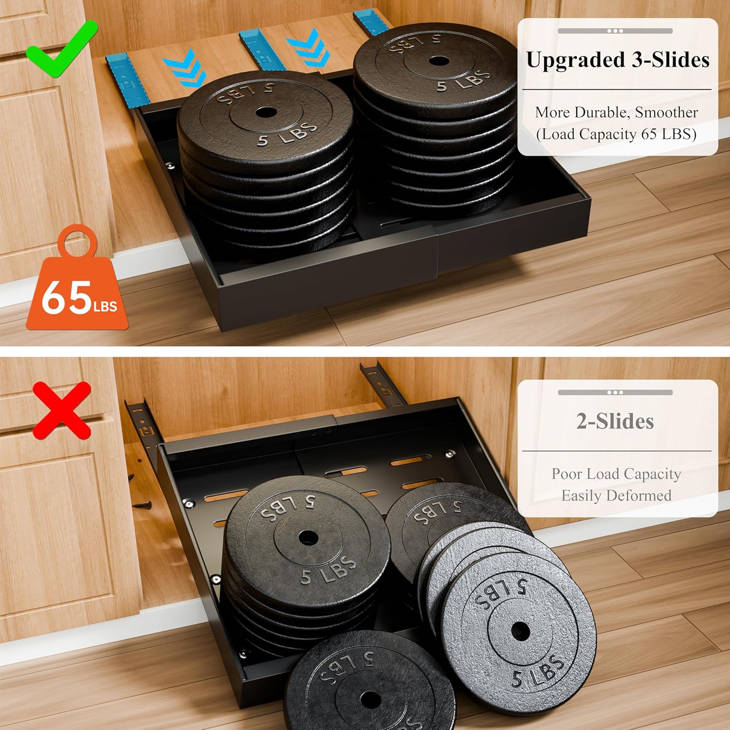 CARLA HOME Pack Pull Out Cabinet Organizer Expandable for Cabinets with Adjustable Slide Out Shelves and Easy Installation (Black) 6