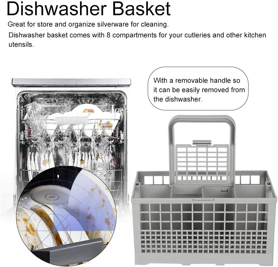 CARLA HOME 8 Slot Universal Dishwasher Cutlery Basket with Handle and Lid which Fits Most Brands (240mm X 135mm X 122mm) 4