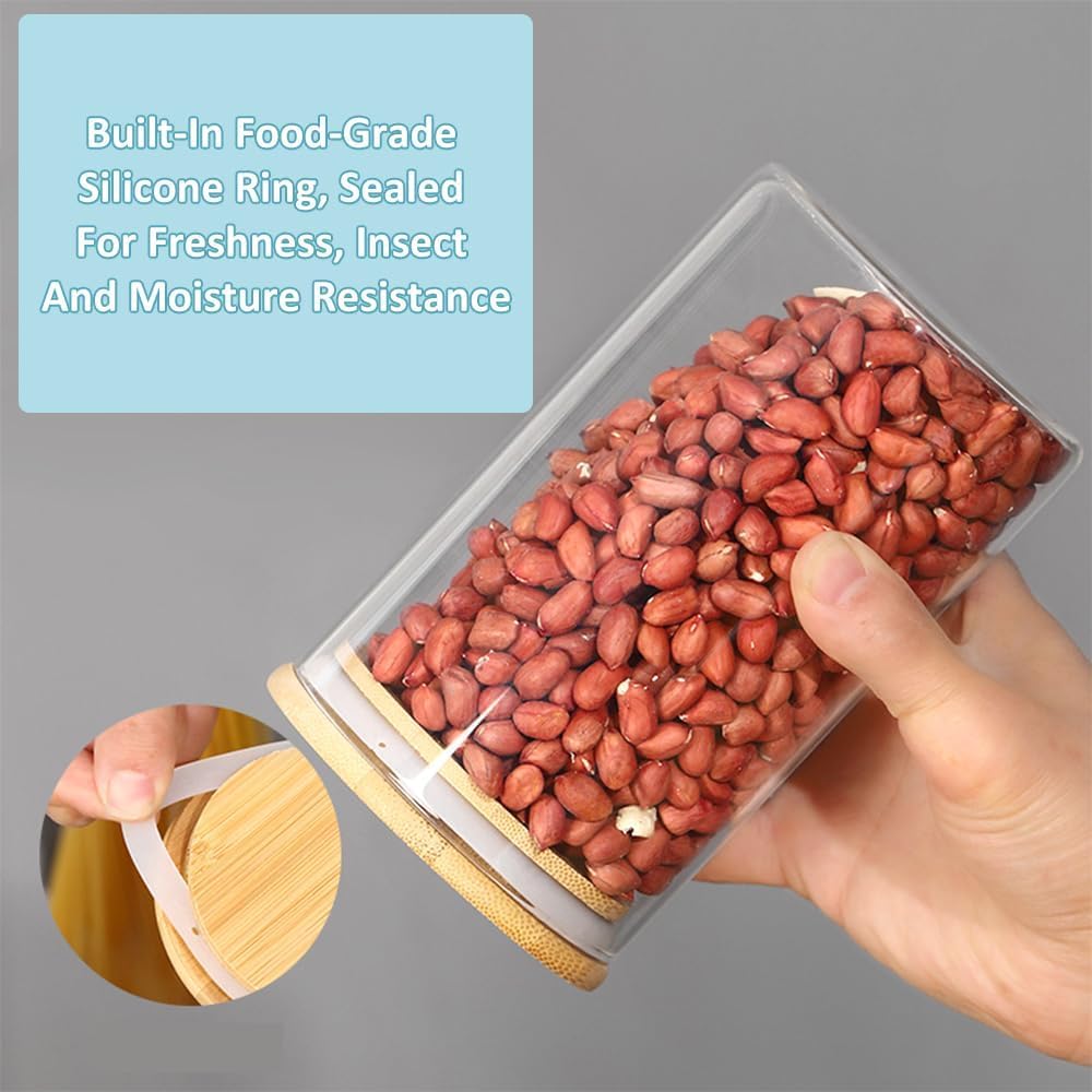 CARLA HOME 6 Pack Glass Storage Jars with Bamboo Lids for Kitchen Pantry, Pasta, Snacks, Cookies, Candy & More 9