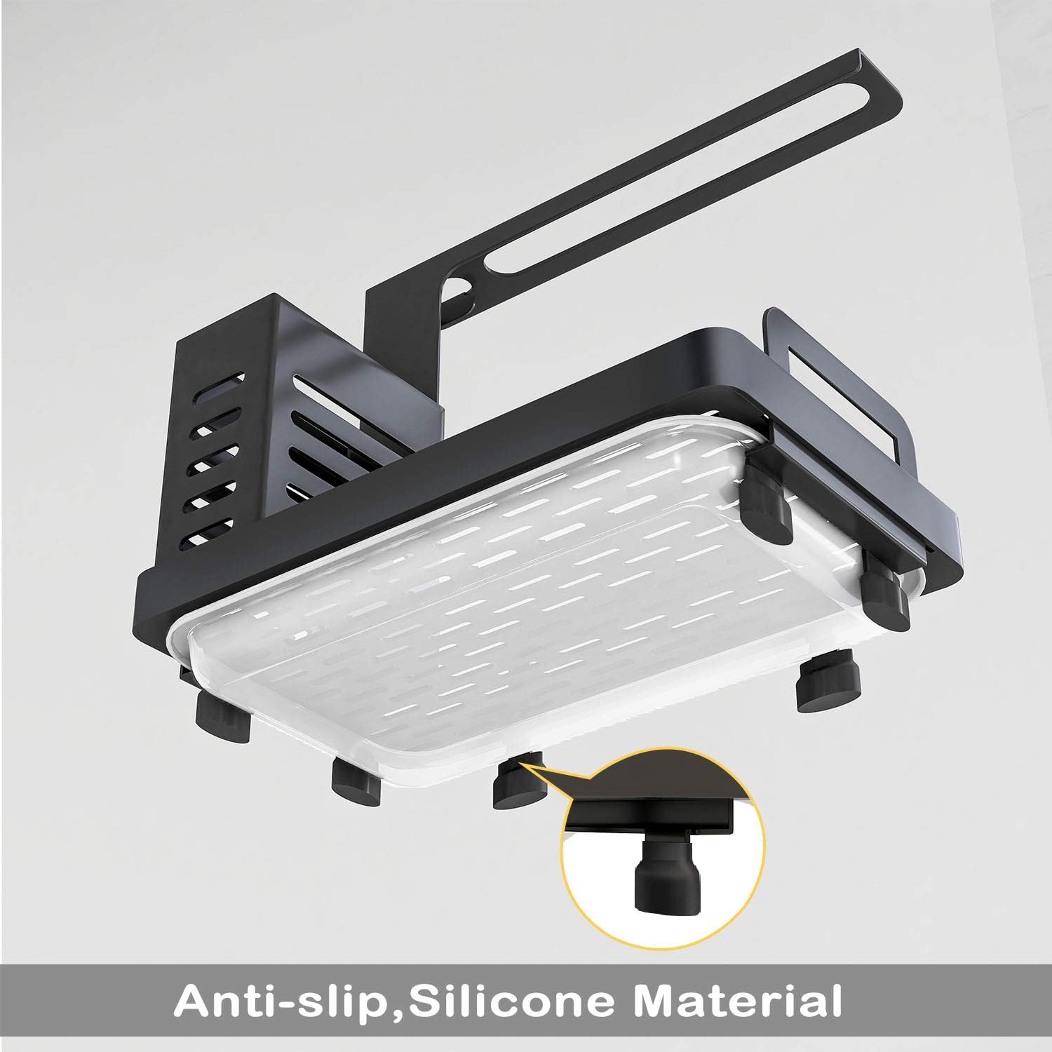 CARLA HOME Kitchen Sink Caddy Organizer with Sponge, Soap & Brush Storage and Rag Rack, Drain Tray & Utensil Holder 6