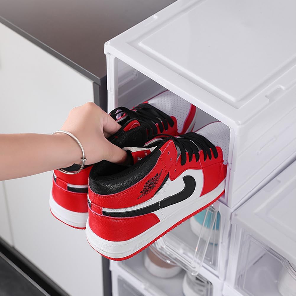 CARLA HOME 6-Tier Stackable Shoe Storage Box Organizer with Clear Door for Closet, Entryway or Cabinet 7